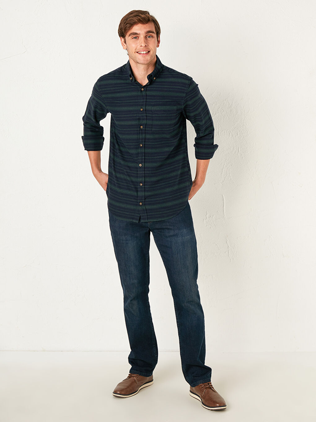 Chemise Gabardine Manches Longues Coupe Régulière-4