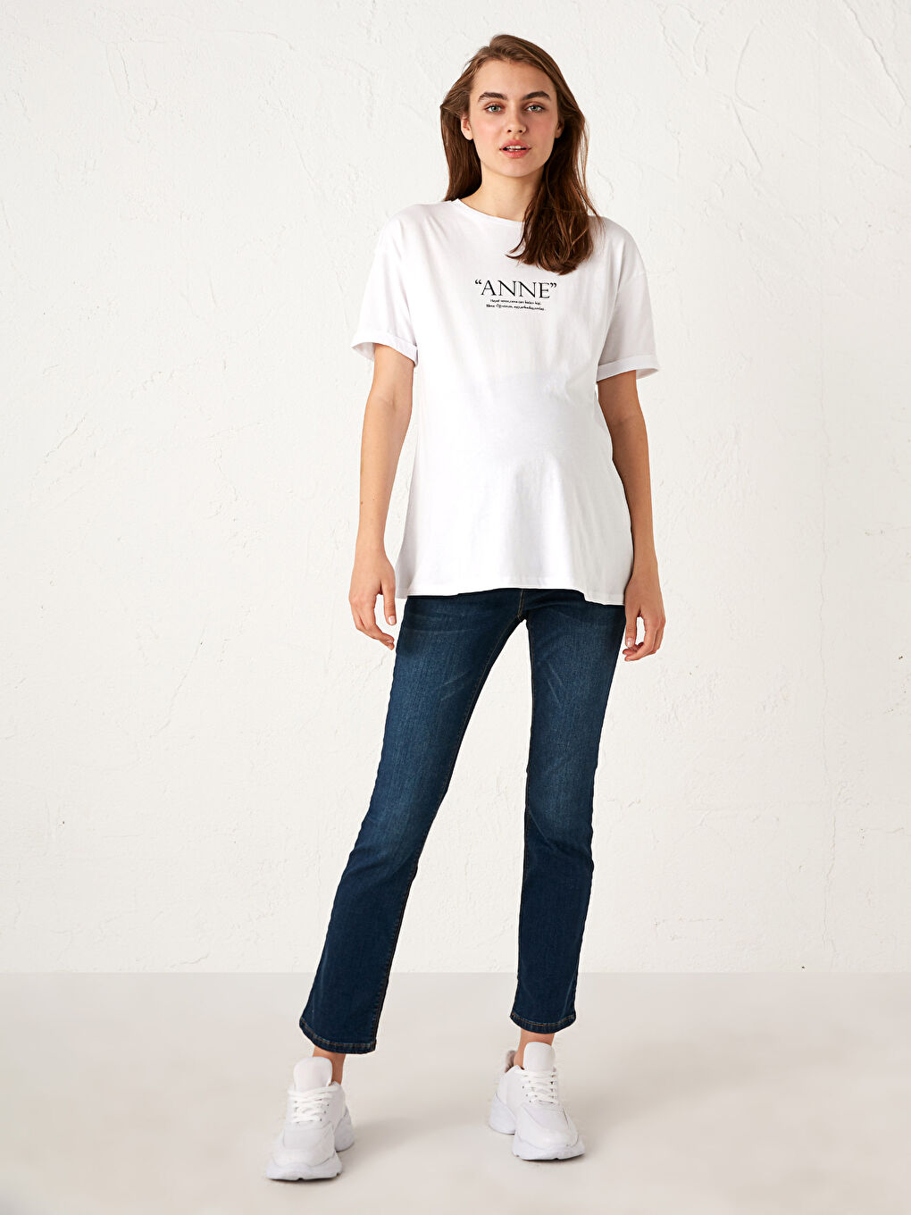 İndigo Düz Paça Hamile Jean Pantolon-1