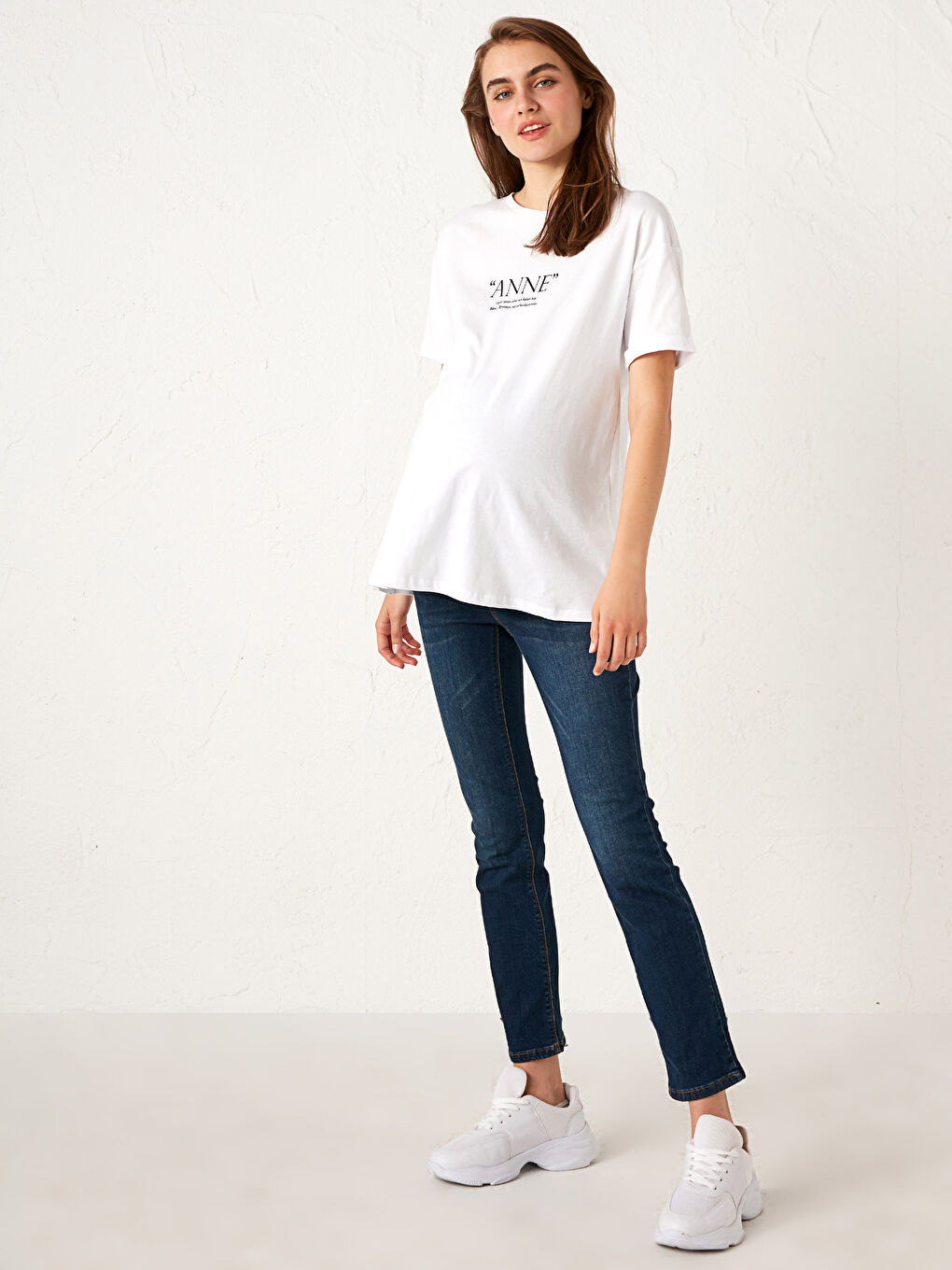 İndigo Düz Paça Hamile Jean Pantolon