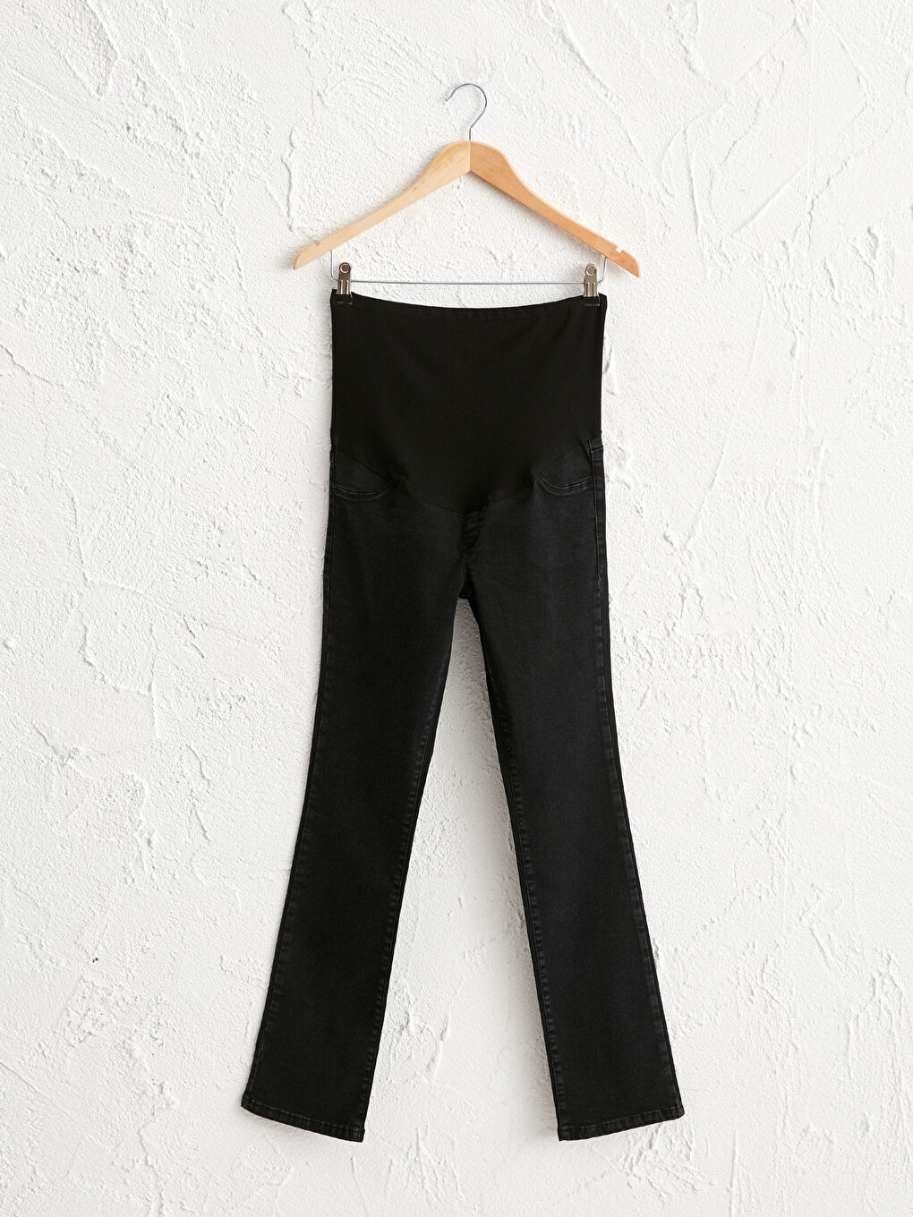 Siyah Düz Paça Hamile Jean Pantolon