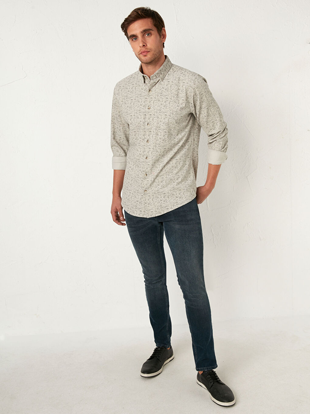 Сорочка з довгим рукавом із оксамиту звичайного крою-2