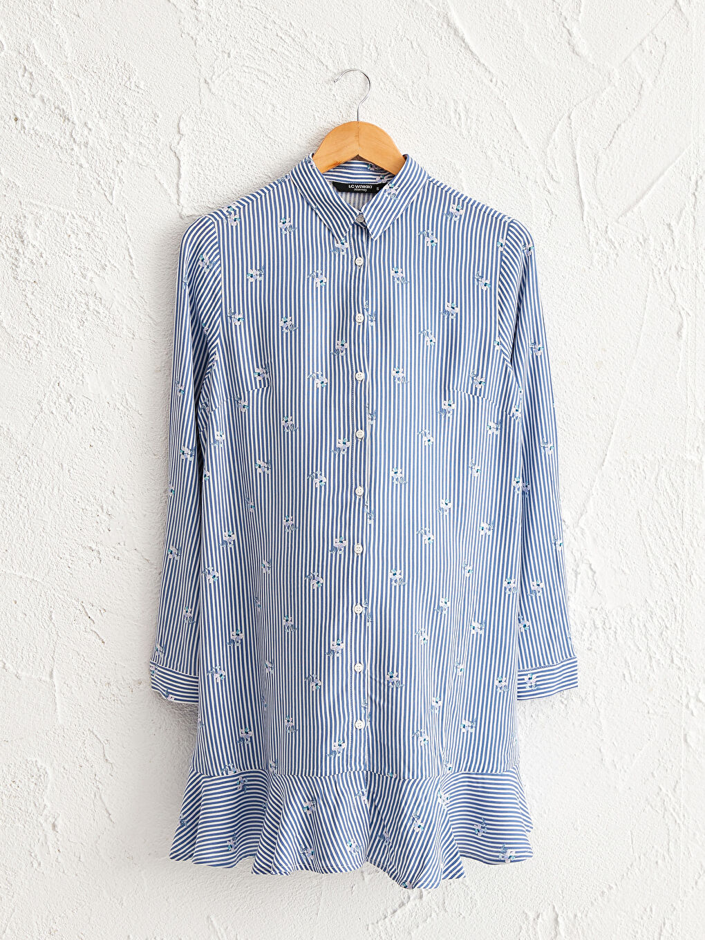 LCWAIKIKI Maternity Striped Ruffle Detailed Maternity Shirt Tunic -0WG403Z8-LEN