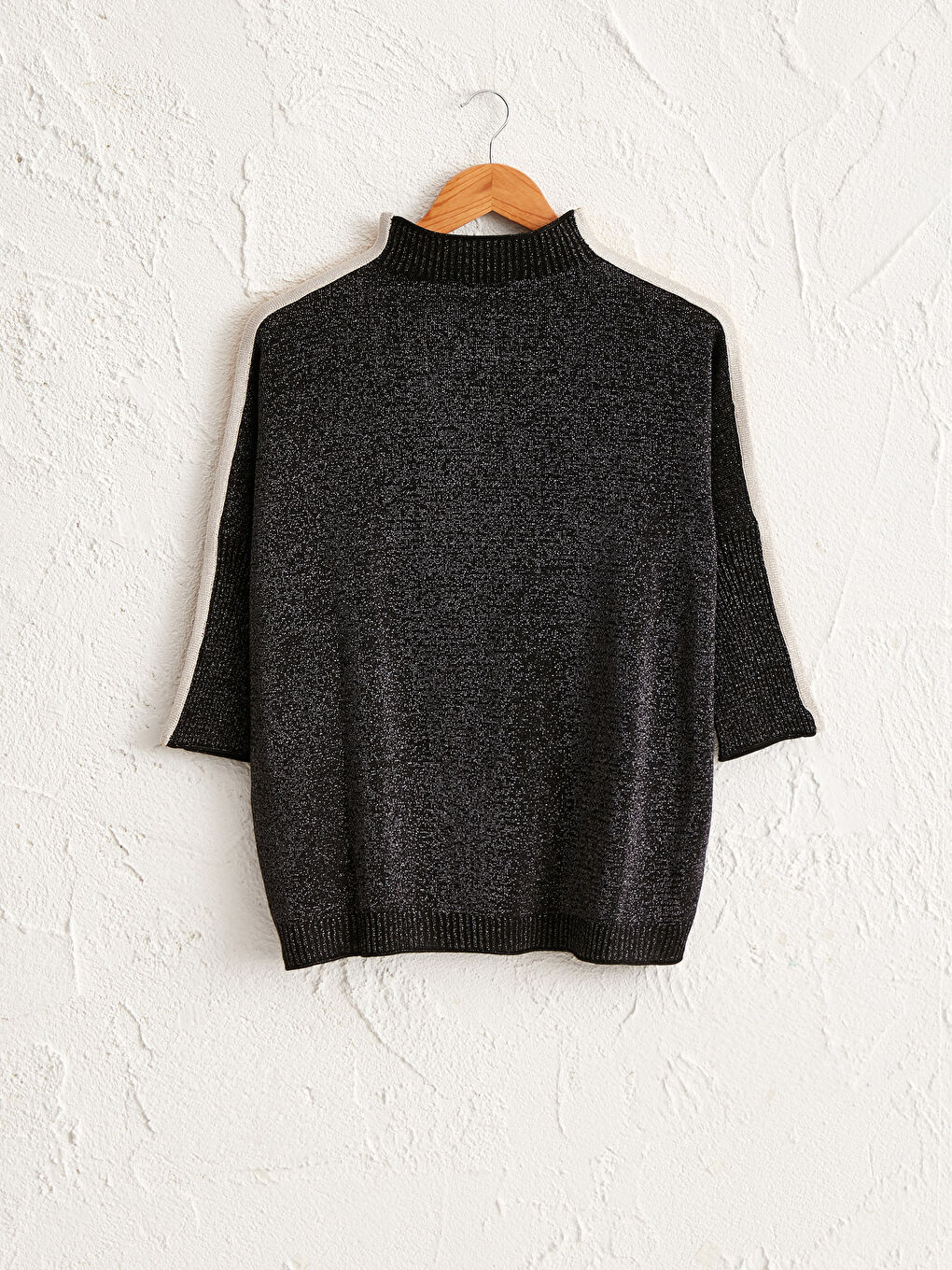 Stripe Detailed Shiny Look Thin Knit Sweater-1