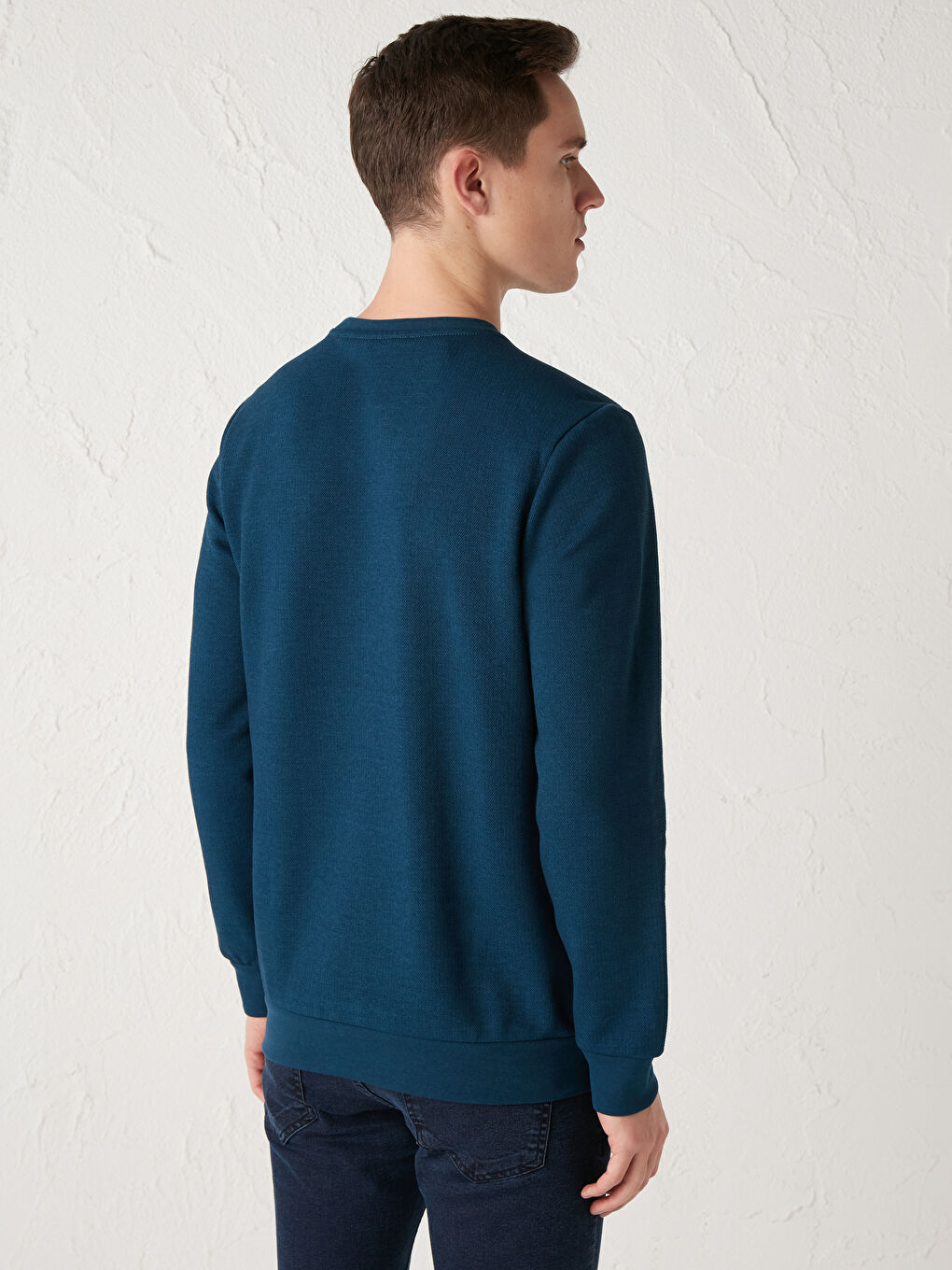 Petrol Bisiklet Yaka Uzun Kollu Erkek Sweatshirt-2