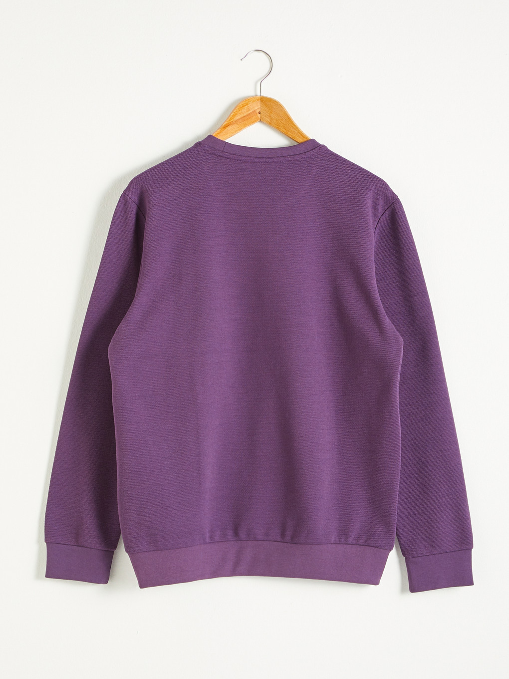 Mor Bisiklet Yaka Uzun Kollu Erkek Sweatshirt-5