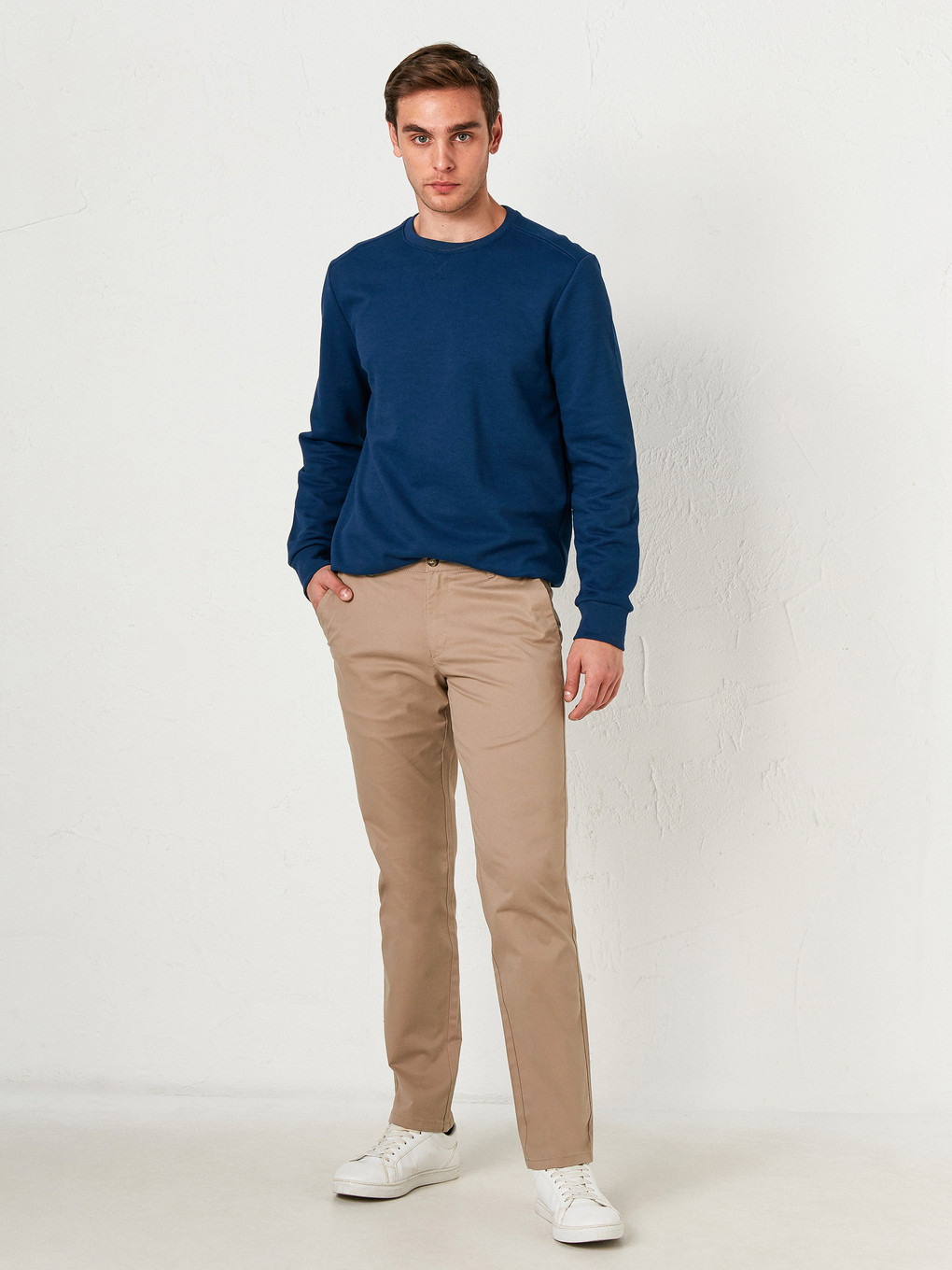 Lacivert Bisiklet Yaka Uzun Kollu Erkek Sweatshirt-1