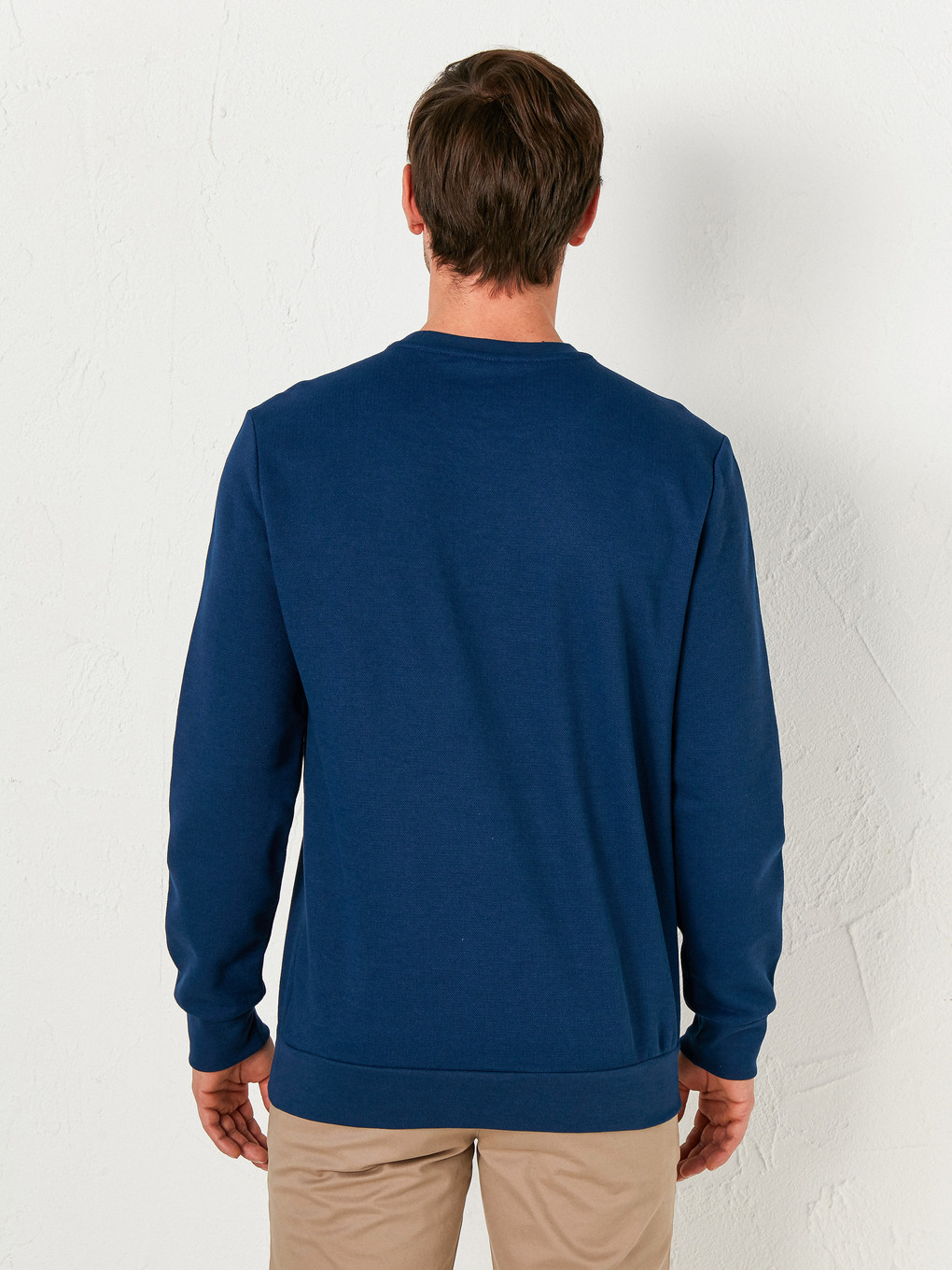 Lacivert Bisiklet Yaka Uzun Kollu Erkek Sweatshirt-2