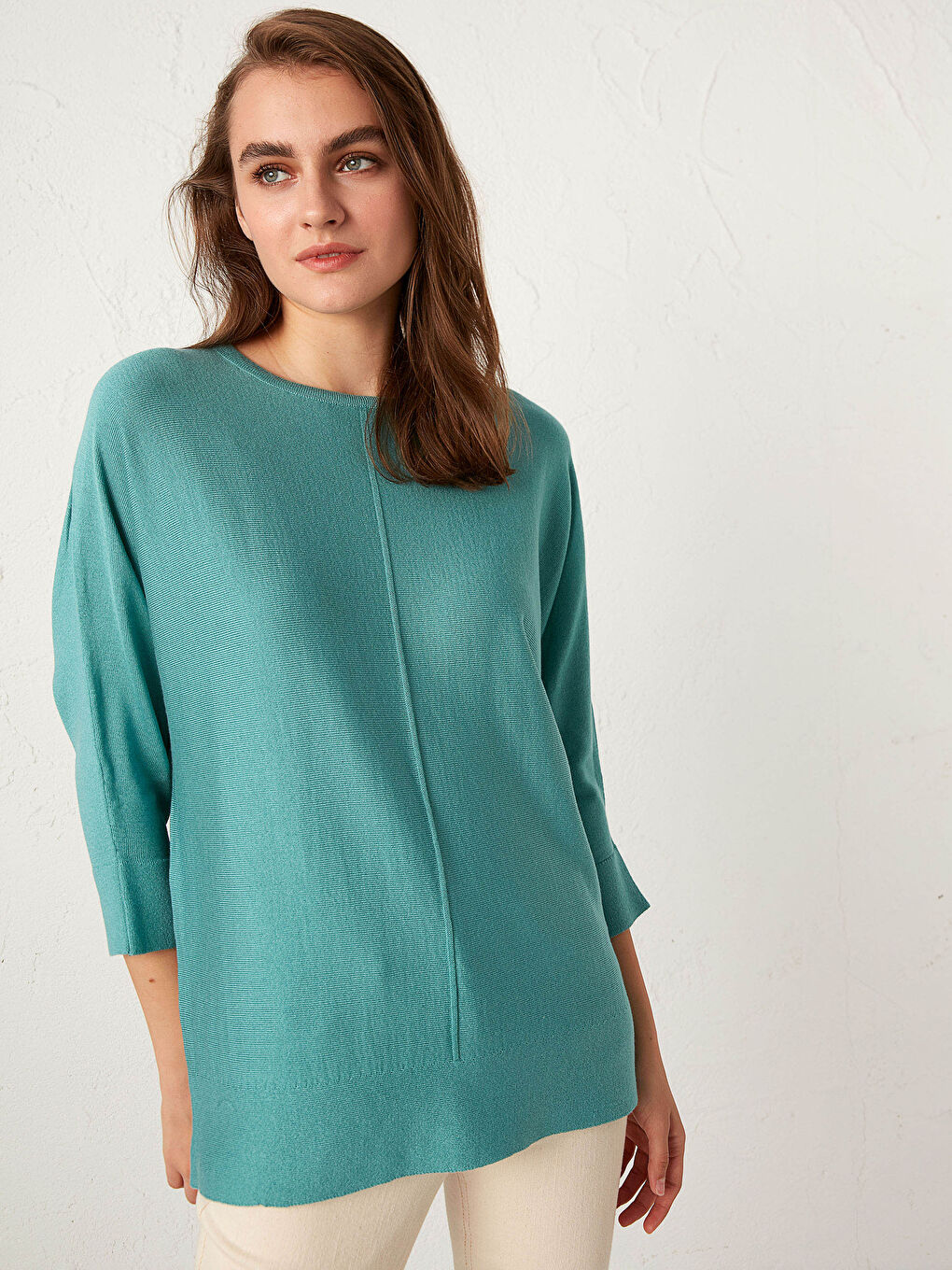 Crew Neck Plain Long Sleeve Women's Knitwear Sweater