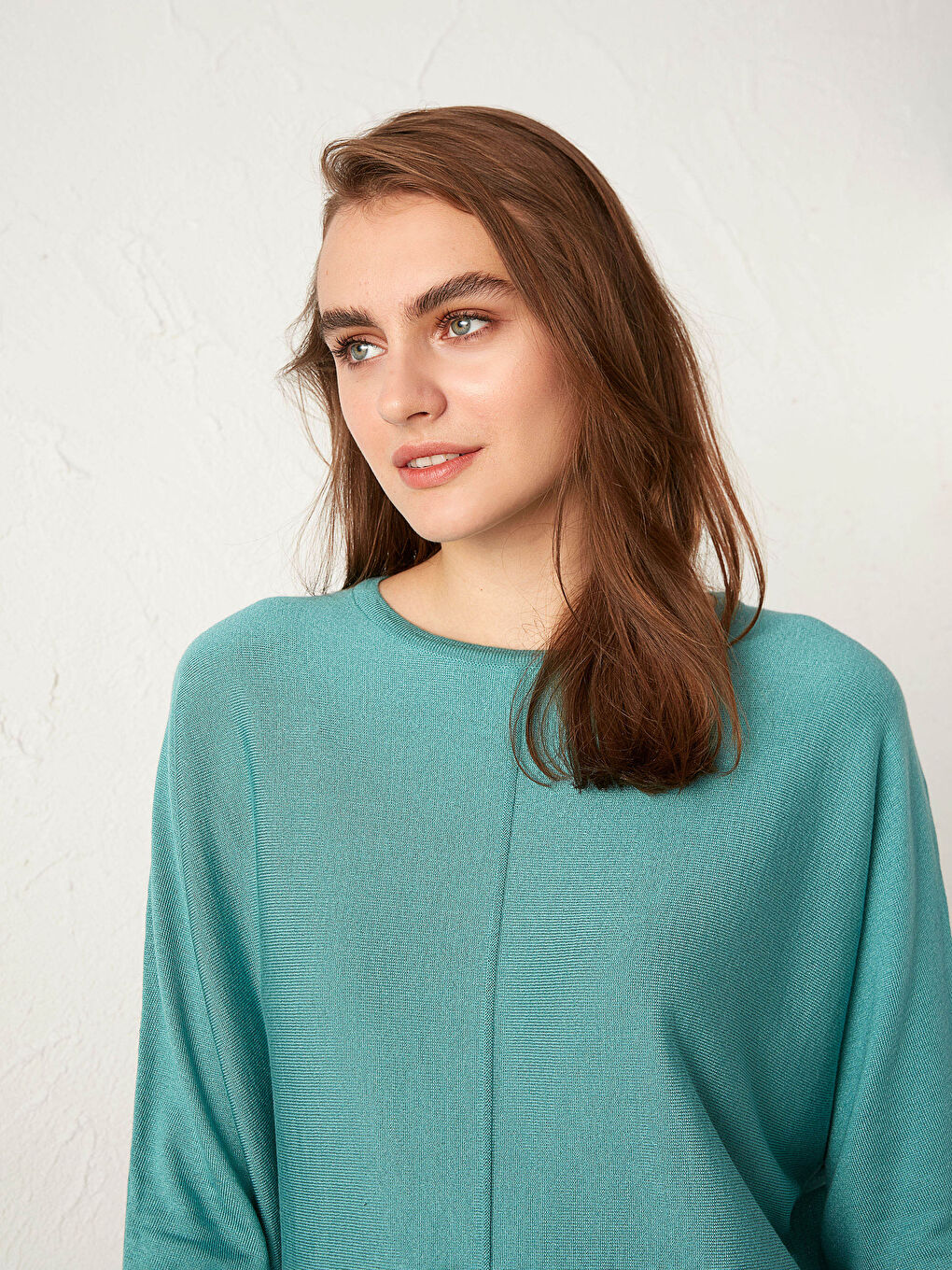 Crew Neck Plain Long Sleeve Women's Knitwear Sweater-1