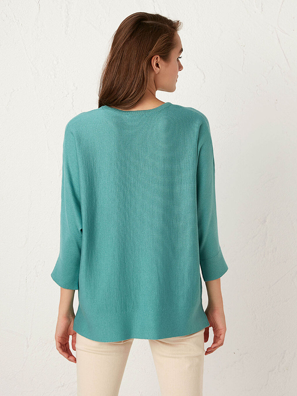 Crew Neck Plain Long Sleeve Women's Knitwear Sweater-5