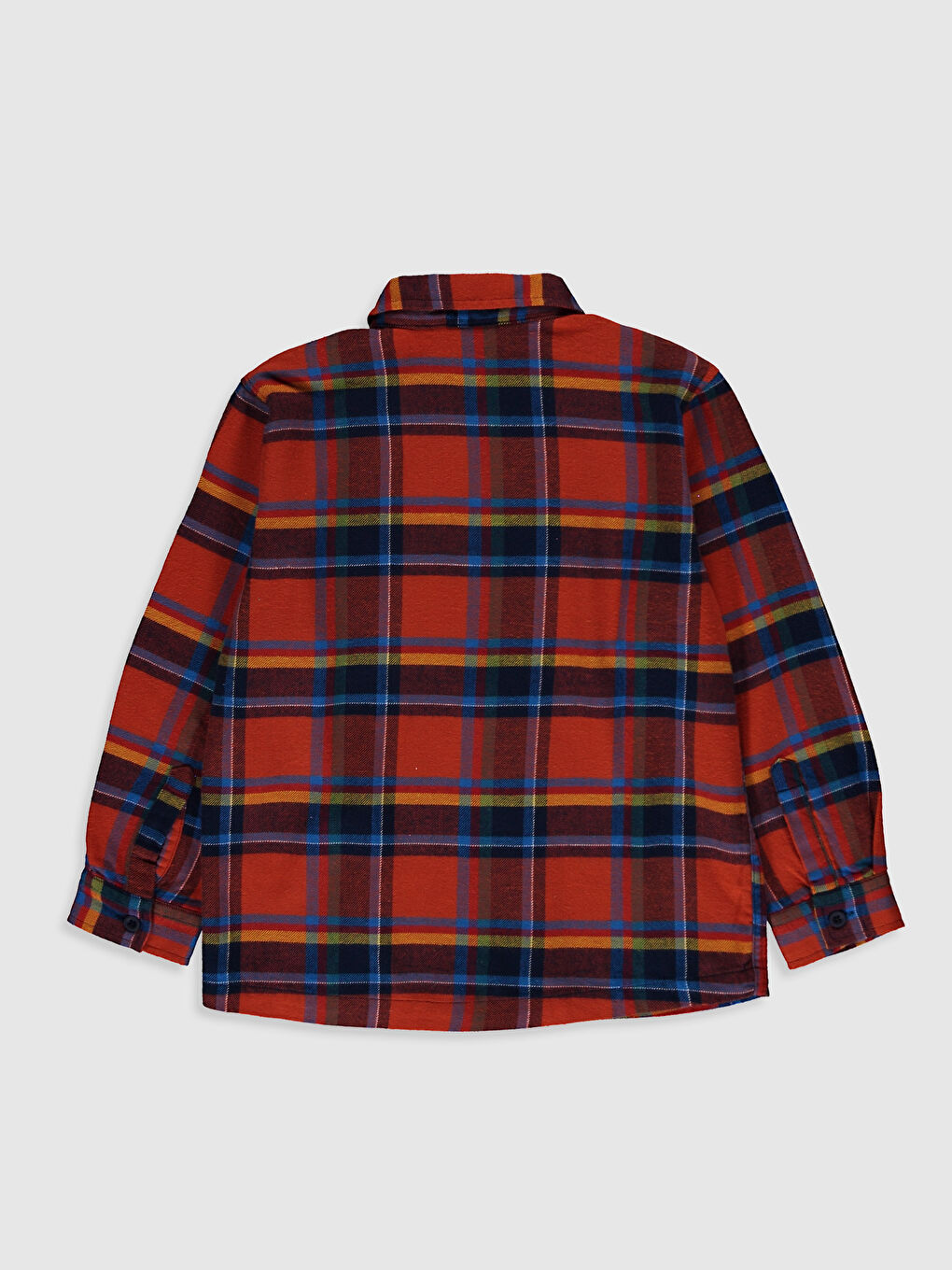 Turuncu Erkek Çocuk Ekose Gömlek-1