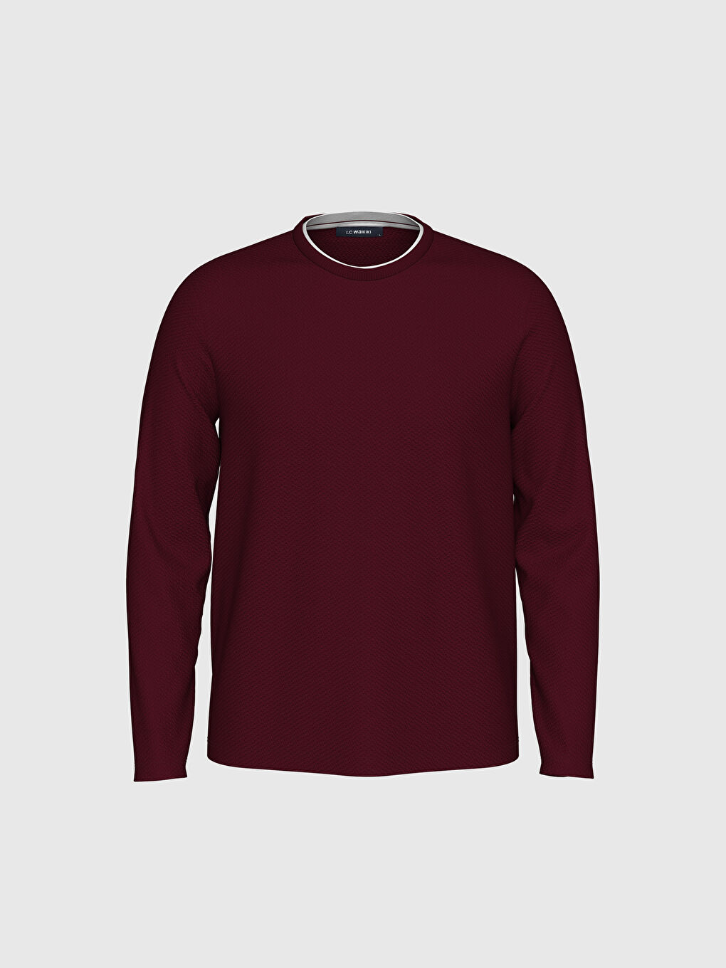 Bordo Bisiklet Yaka Uzun Kollu Basic Tişört-5