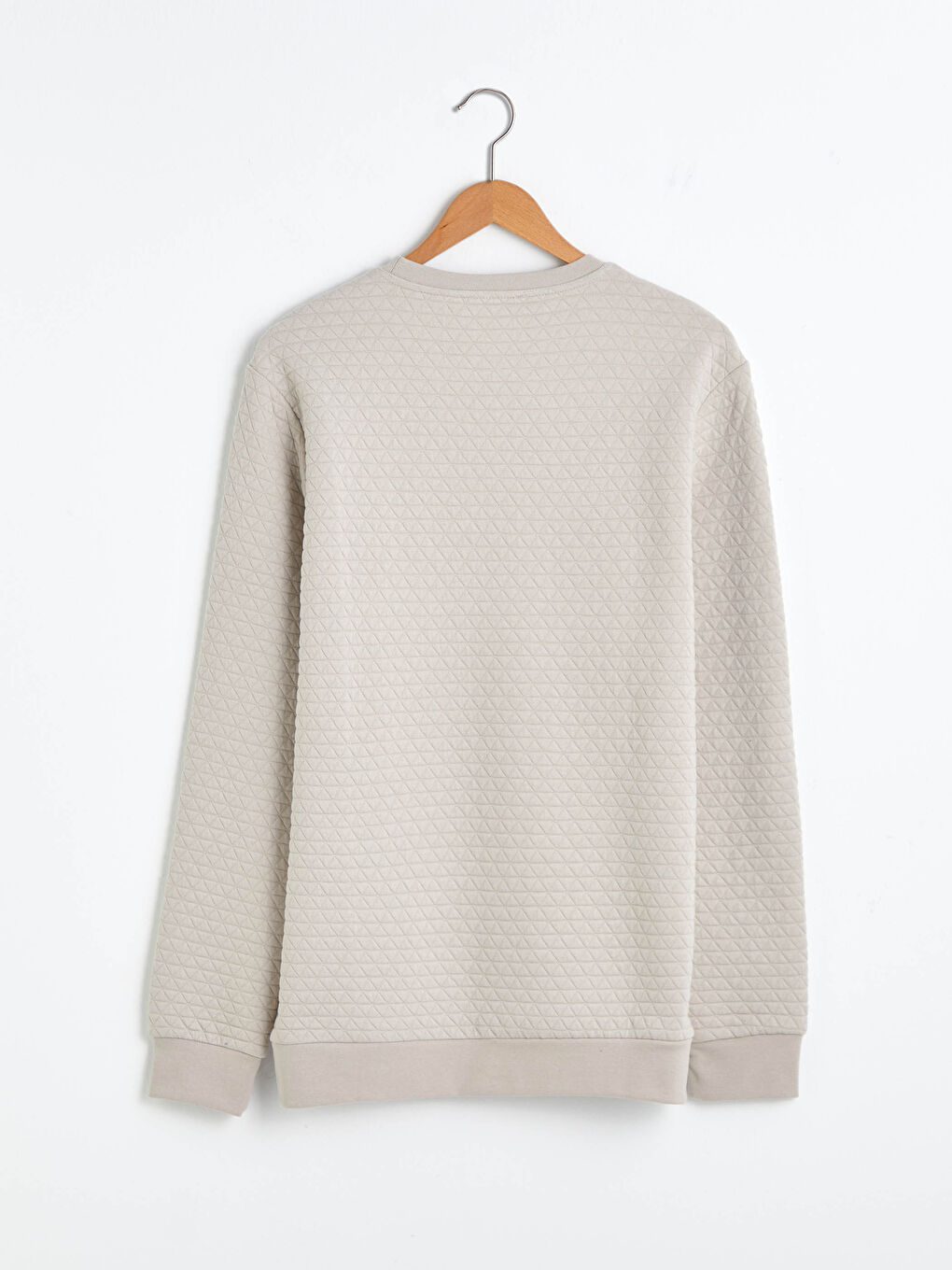 Ерлерге арналған ұзын жеңді дөңгелек жағалы өрнексіз свитшот-5