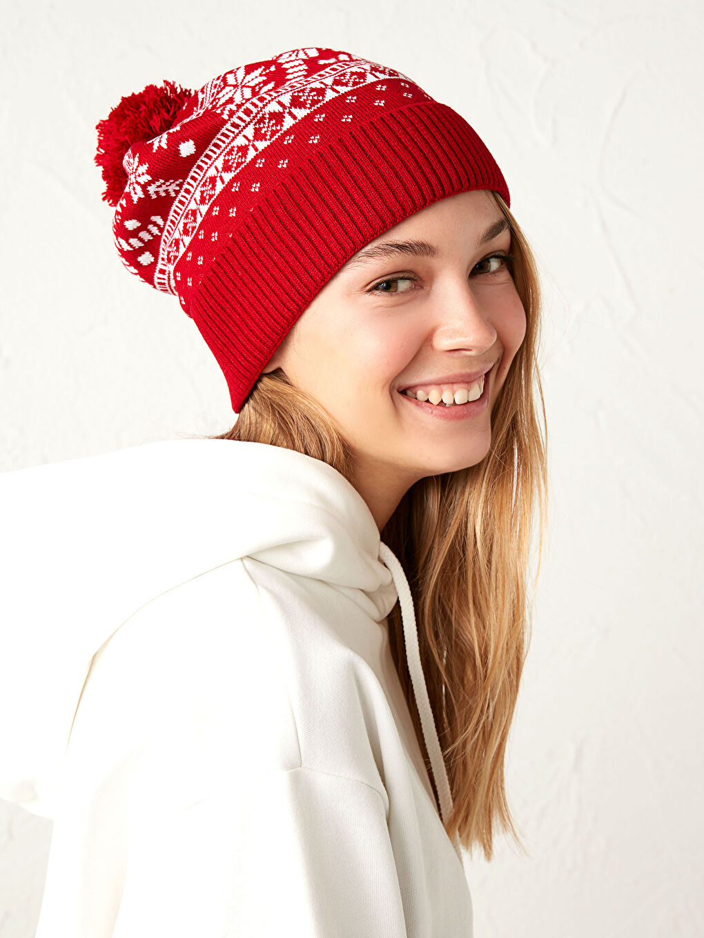 Weihnachtlich Bedruckte Strickmütze-1