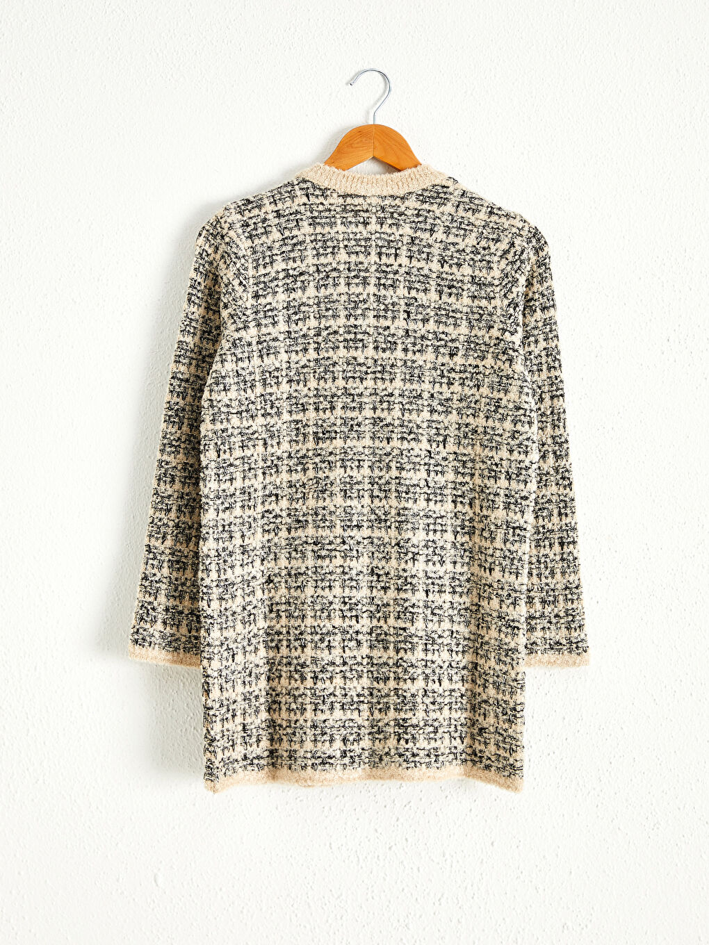 LCWAIKIKI Classic Crew Neck Patterned Long Sleeve Women's Tweed Cardigan -0WH106Z8-MHL