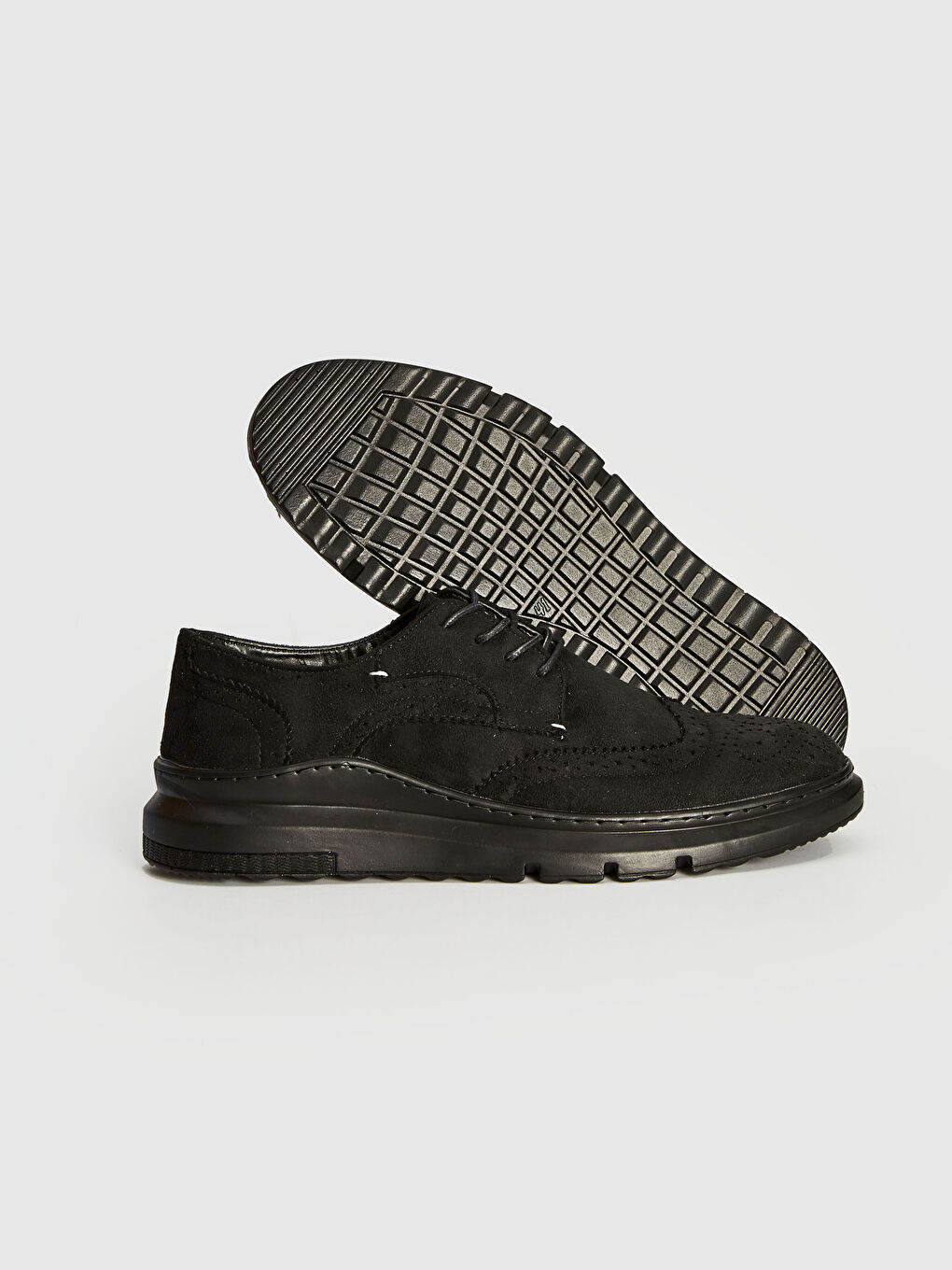 Siyah Erkek Klasik Brogue Ayakkabı-3