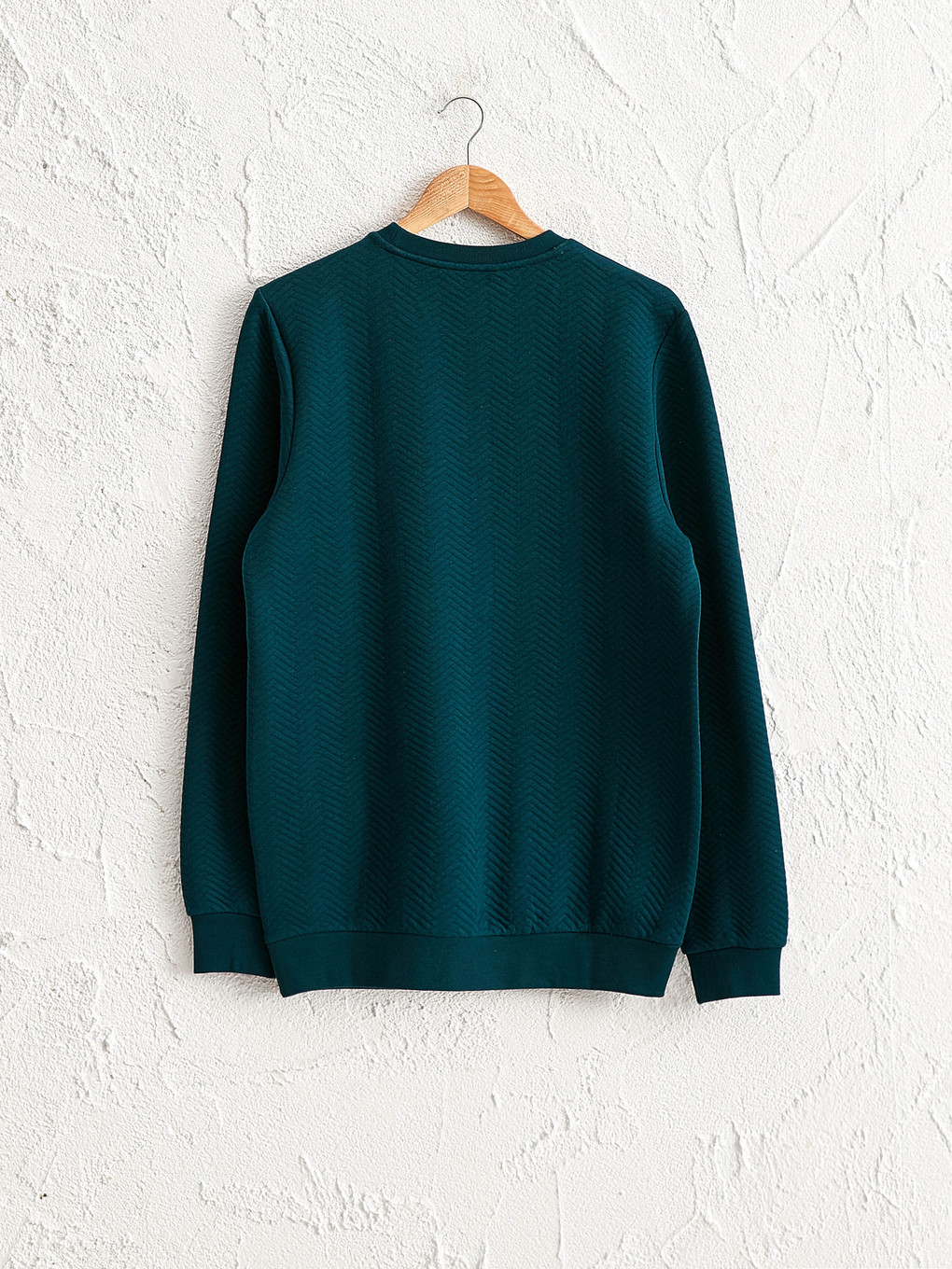 Petrol Bisiklet Yaka Baskılı Uzun Kollu İnce Sweatshirt-1