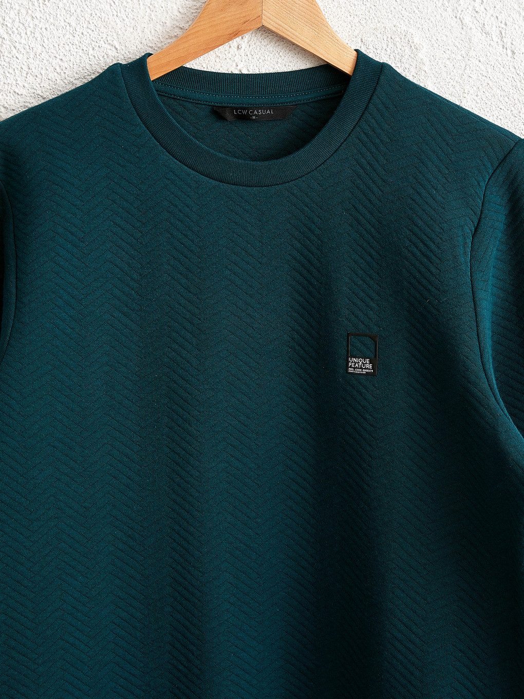 Petrol Bisiklet Yaka Baskılı Uzun Kollu İnce Sweatshirt-3
