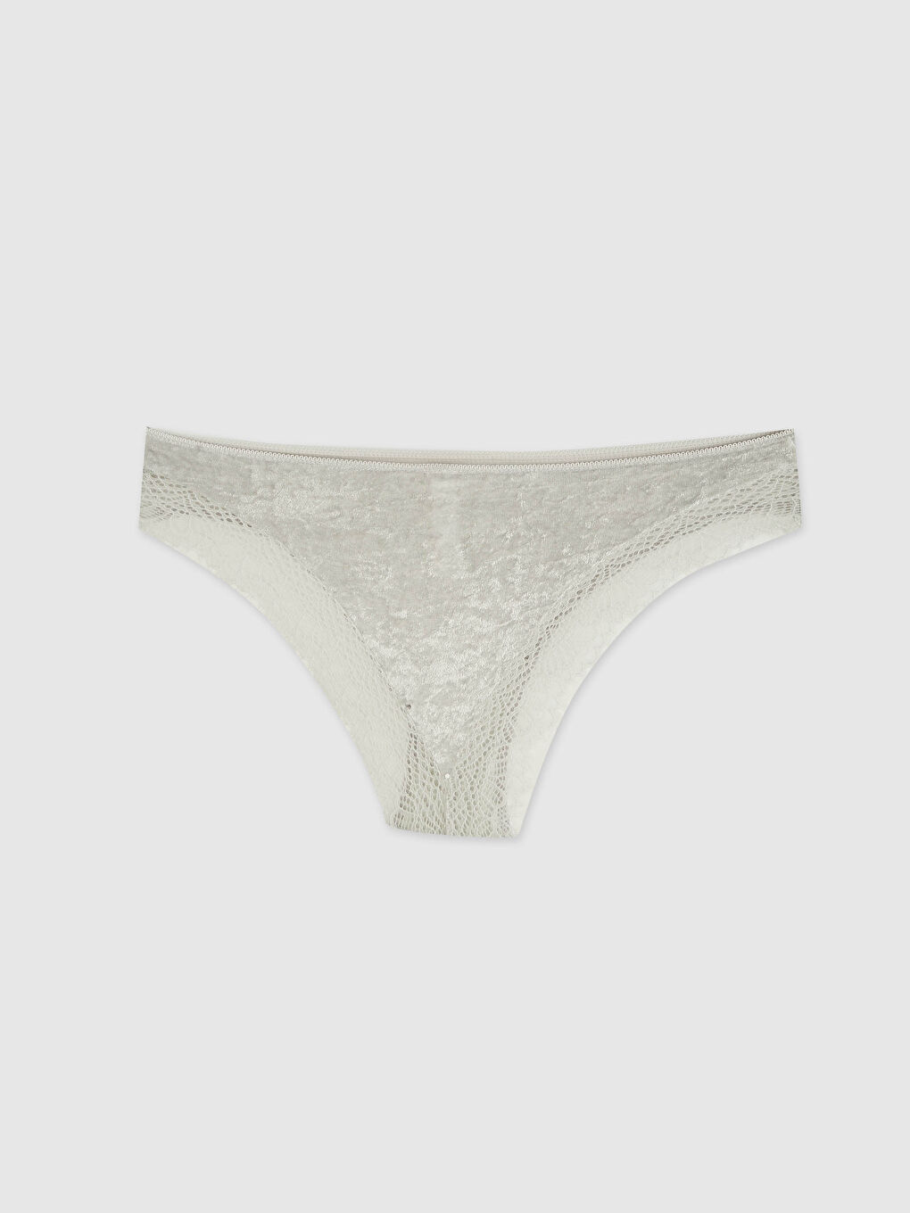 Lace Detailed Velvet Brazilian Briefs-1