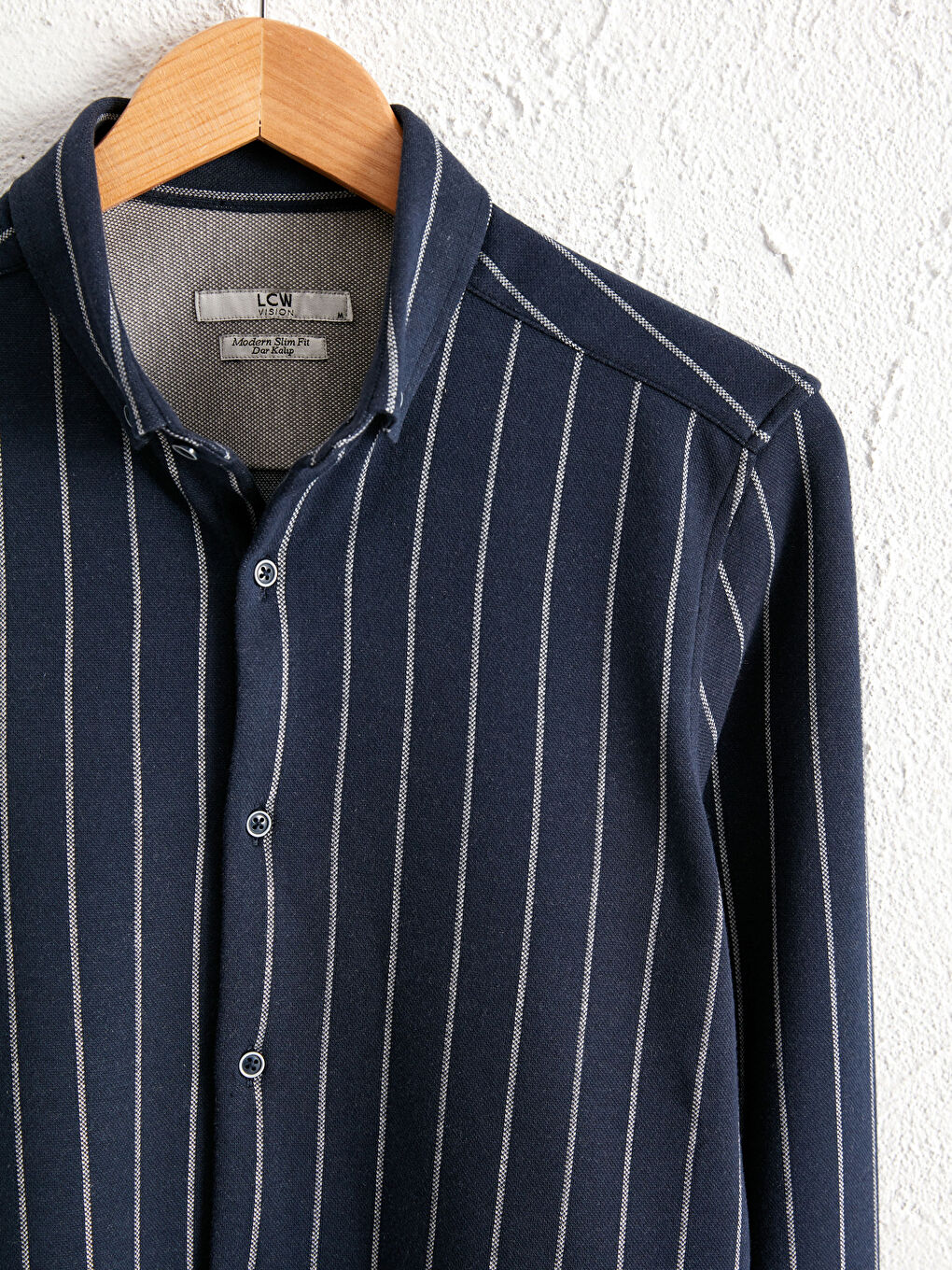 قميص مخطط كم طويل بقصة رفيعة-2