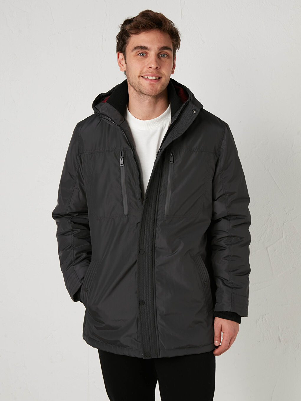 Parka épaisse à capuche col montant coupe confortable 