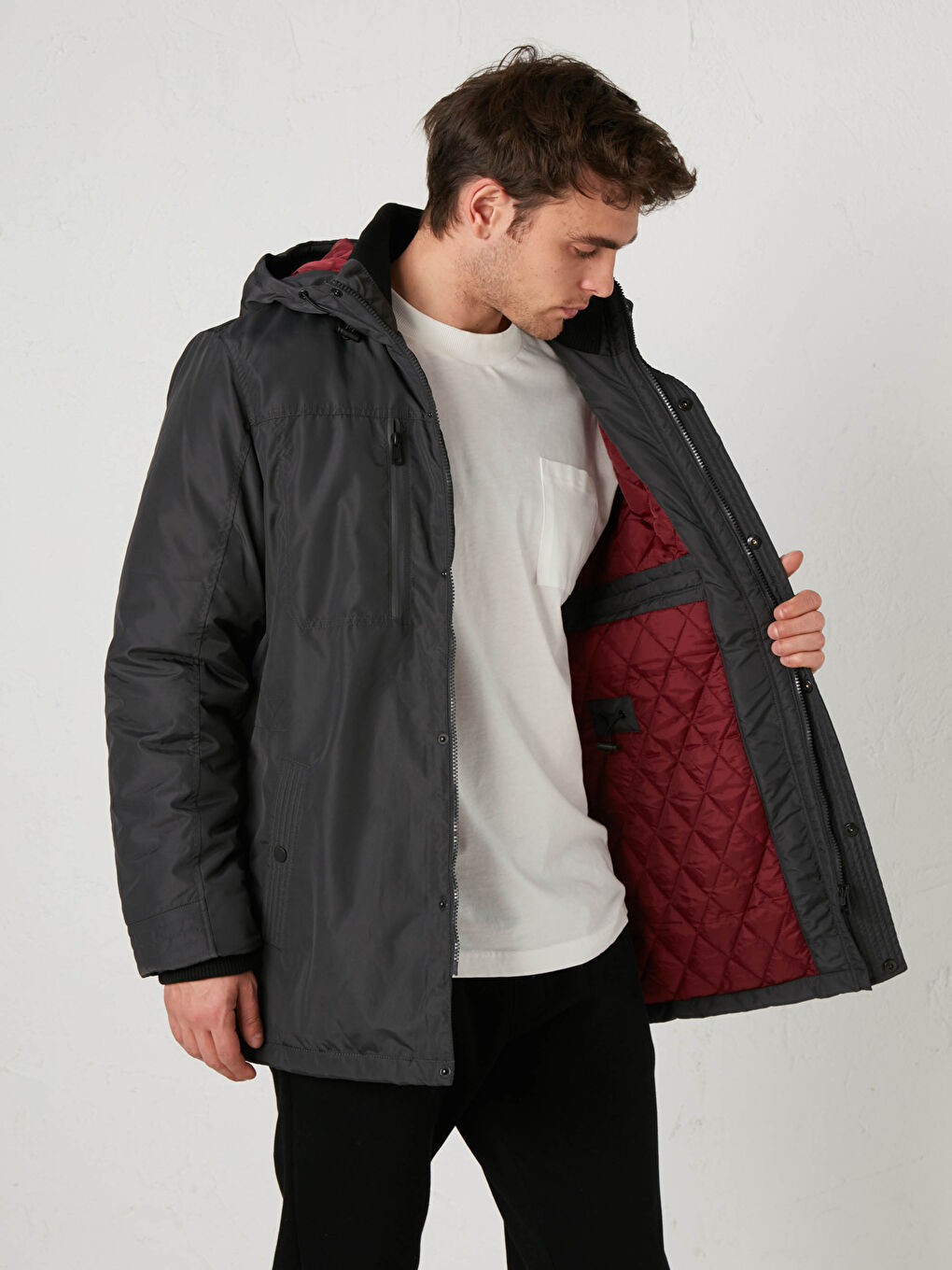 Parka épaisse à capuche col montant coupe confortable -2