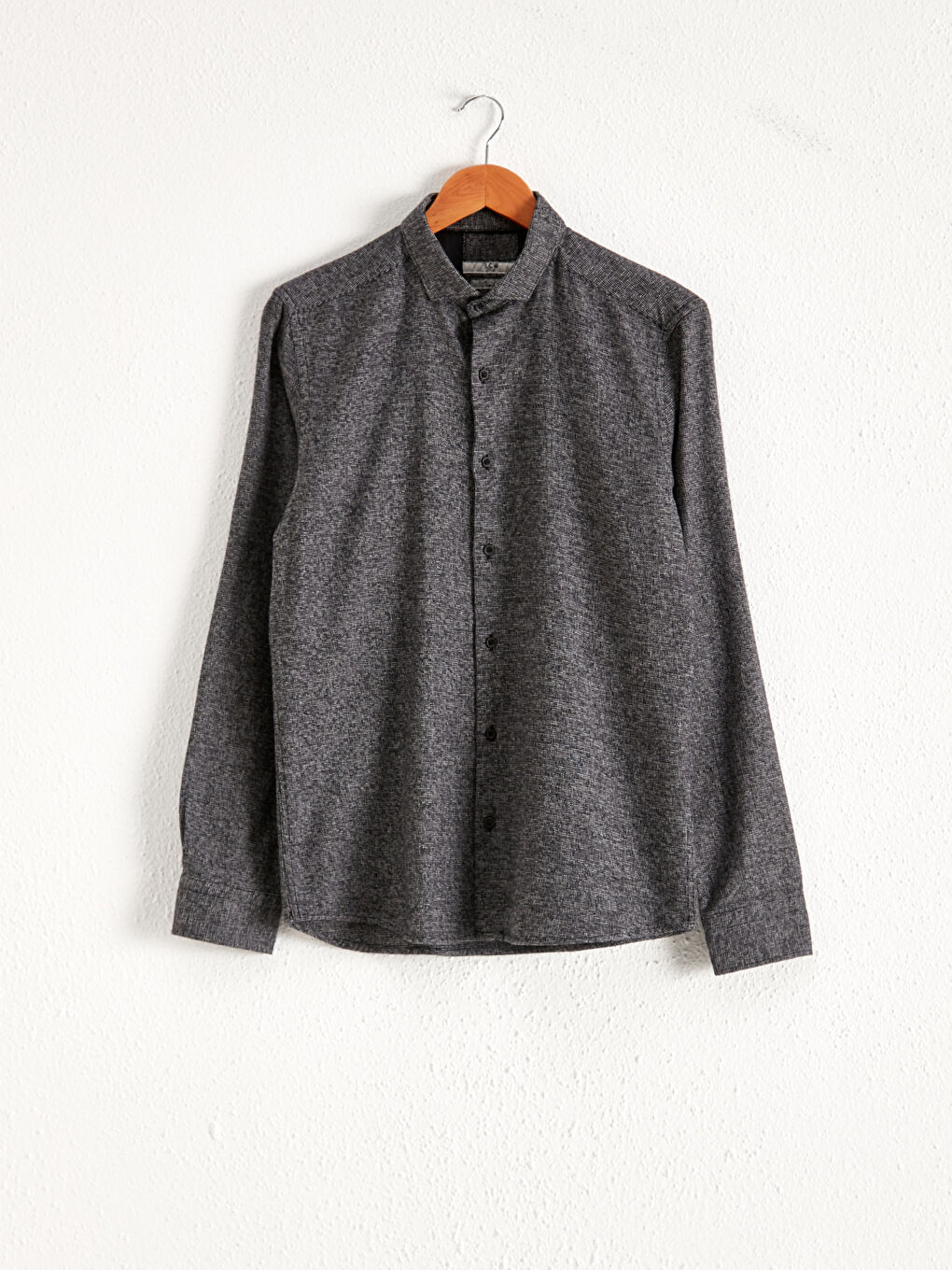 Antrasit Slim Fit Uzun Kollu Armürlü Erkek Gömlek