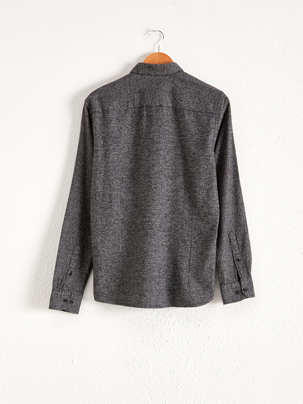 Antrasit Slim Fit Uzun Kollu Armürlü Erkek Gömlek-1