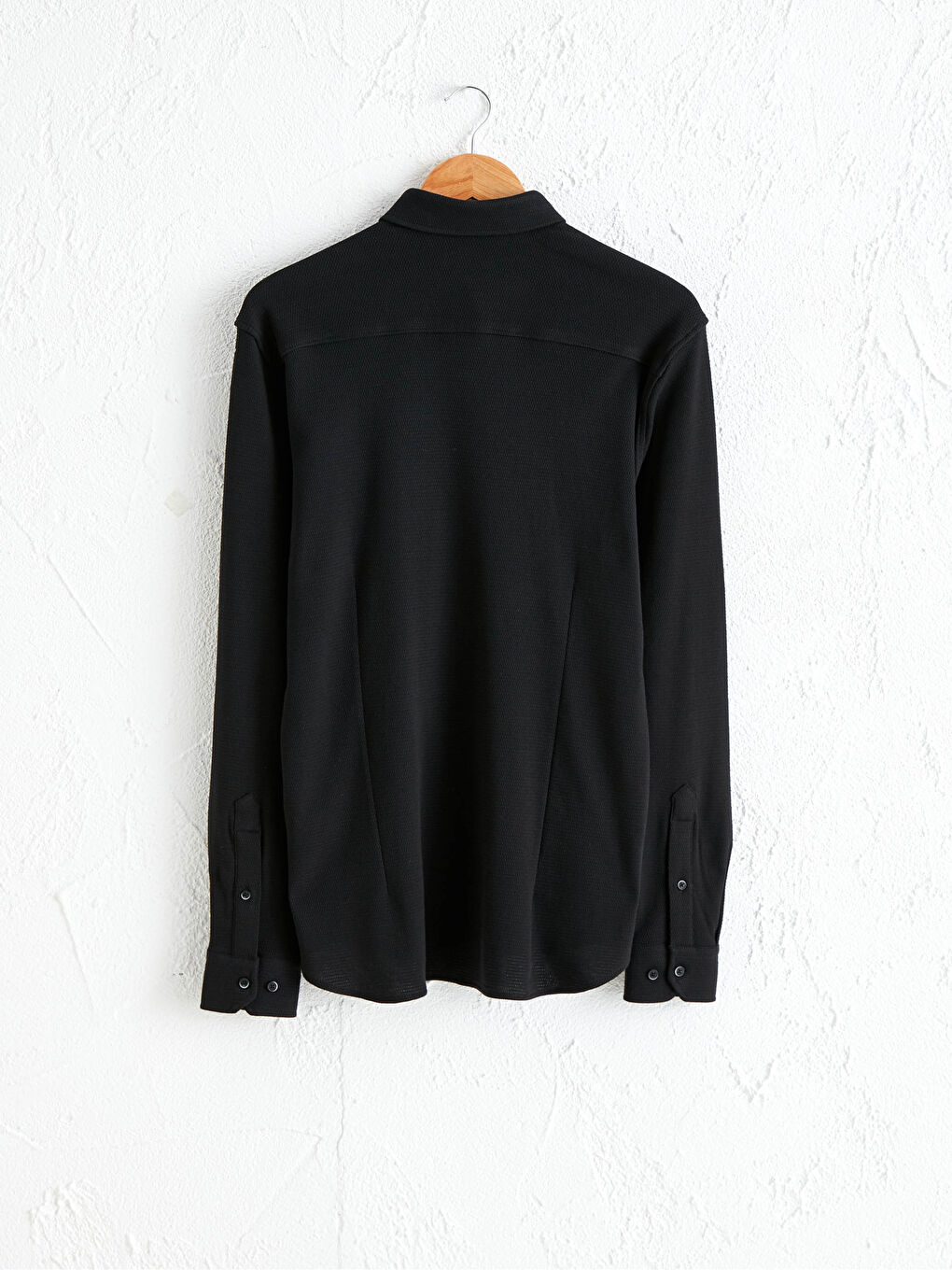 Siyah Slim Fit Uzun Kollu Gömlek-1