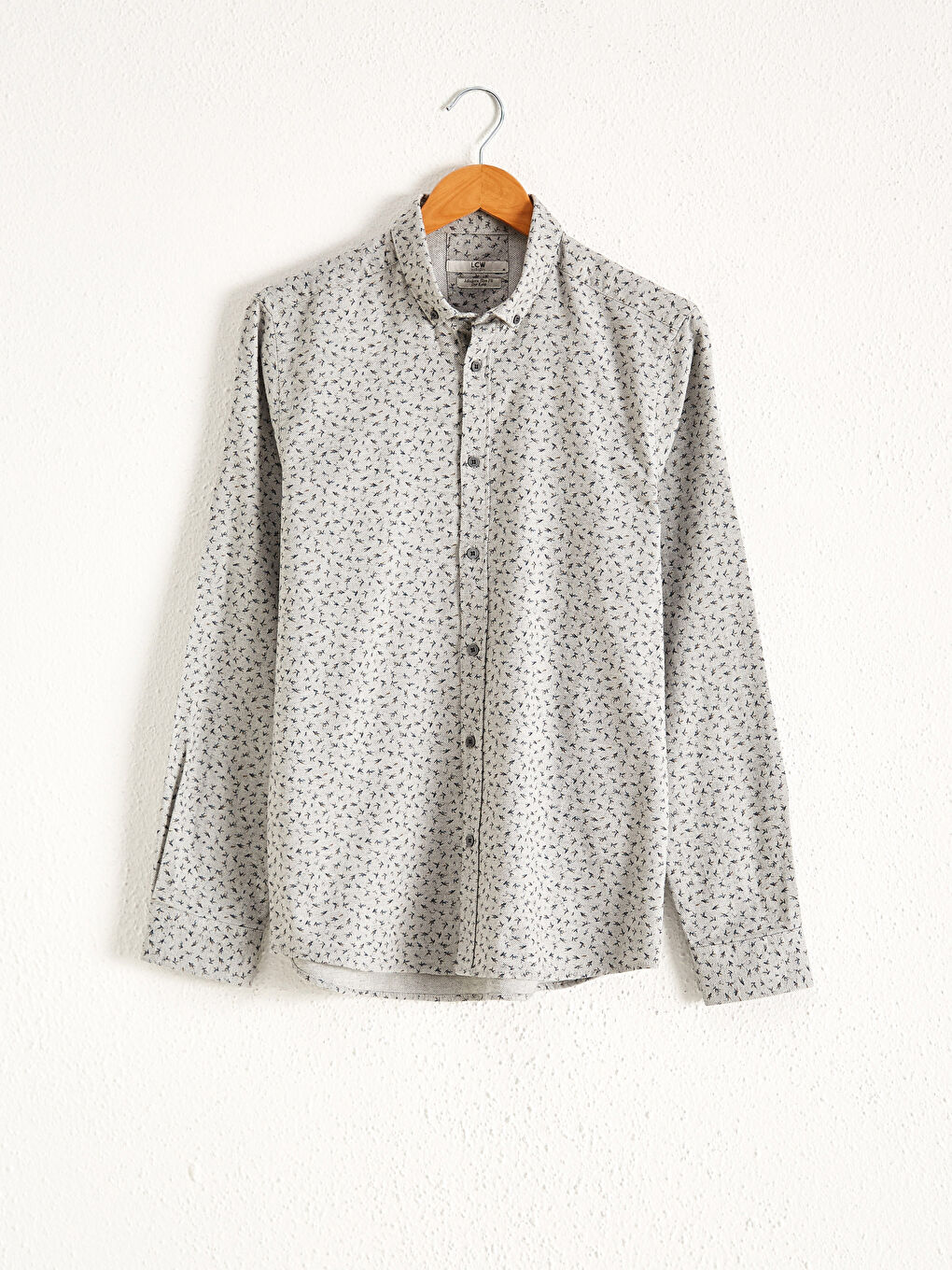 Gri Slim Fit Uzun Kollu Gömlek