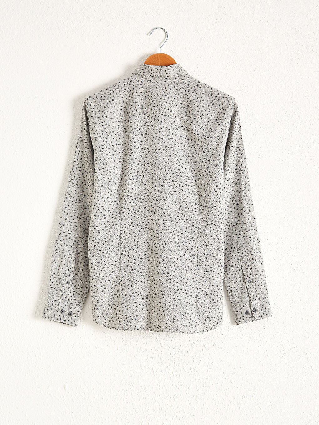 Gri Slim Fit Uzun Kollu Gömlek-1