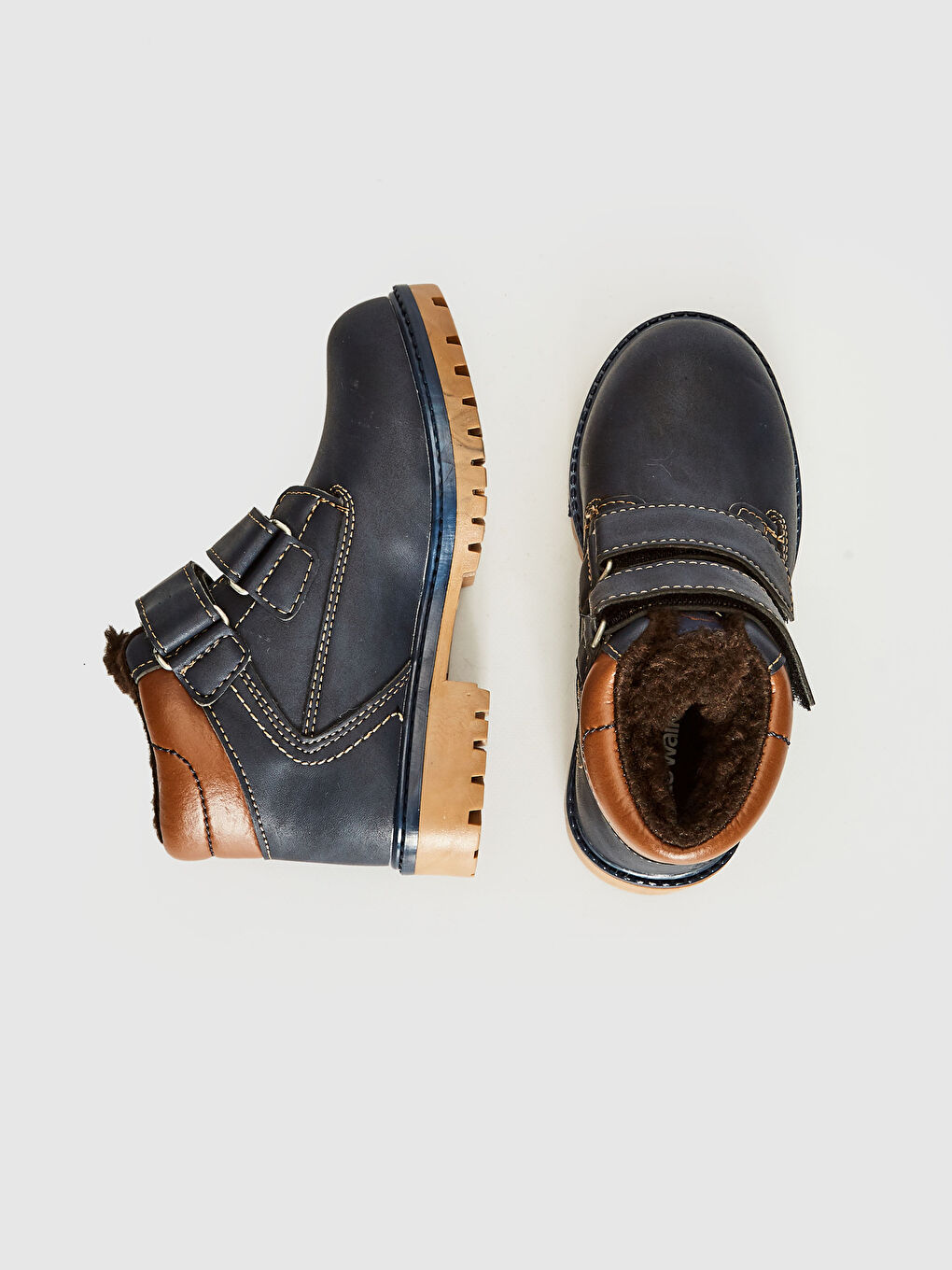 Lacivert Erkek Çocuk Kürk Astarlı Cırt Cırtlı Bot-2