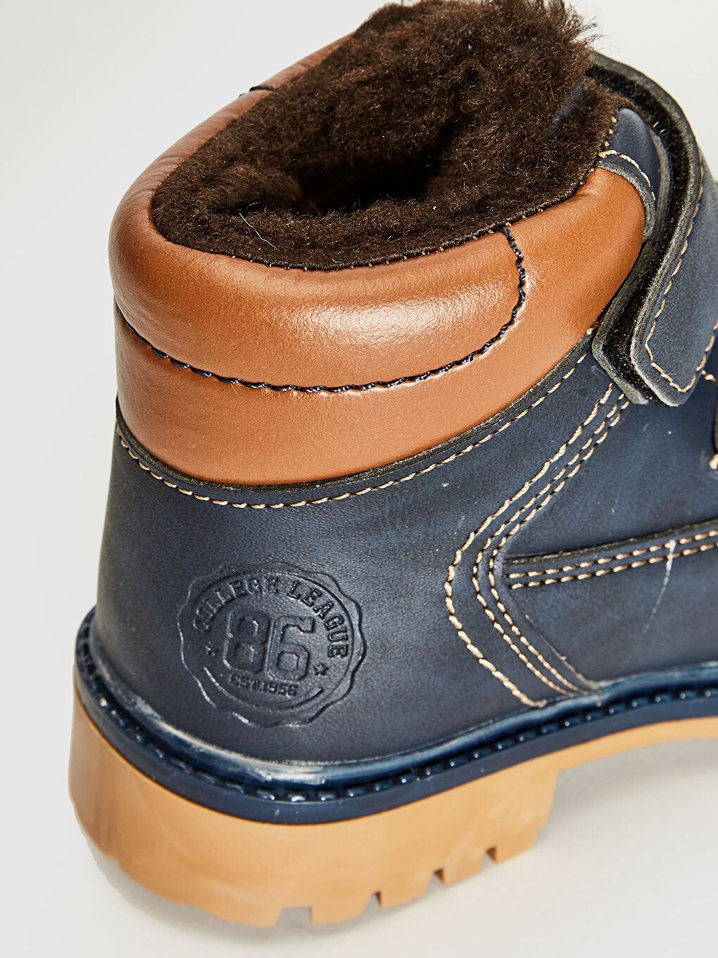 Lacivert Erkek Çocuk Kürk Astarlı Cırt Cırtlı Bot-5