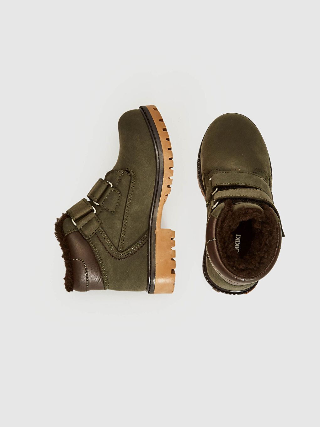 Haki Erkek Çocuk Kürk Astarlı Cırt Cırtlı Bot-2