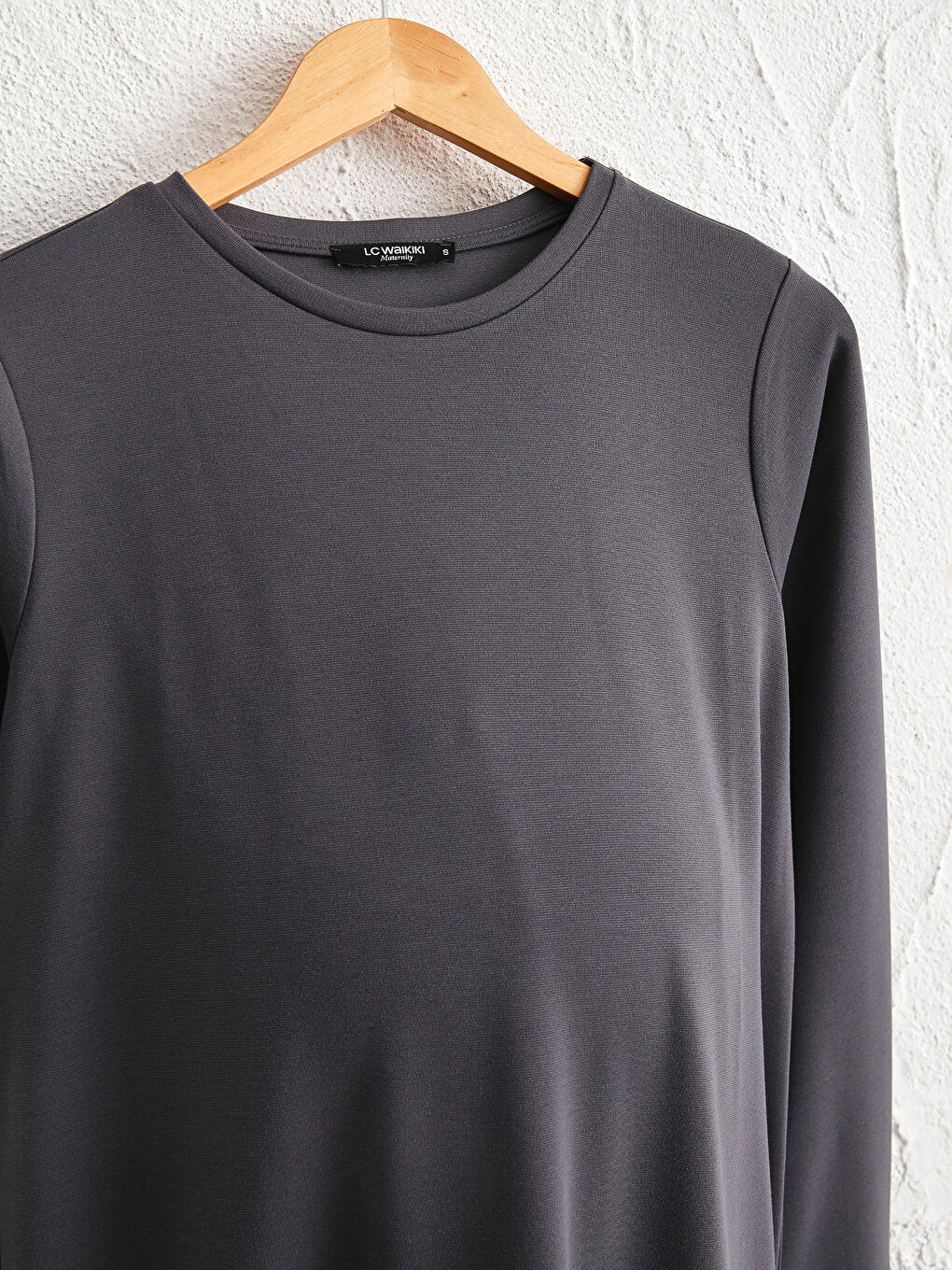 Antrasit Pile Detaylı Uzun Hamile Elbise-2