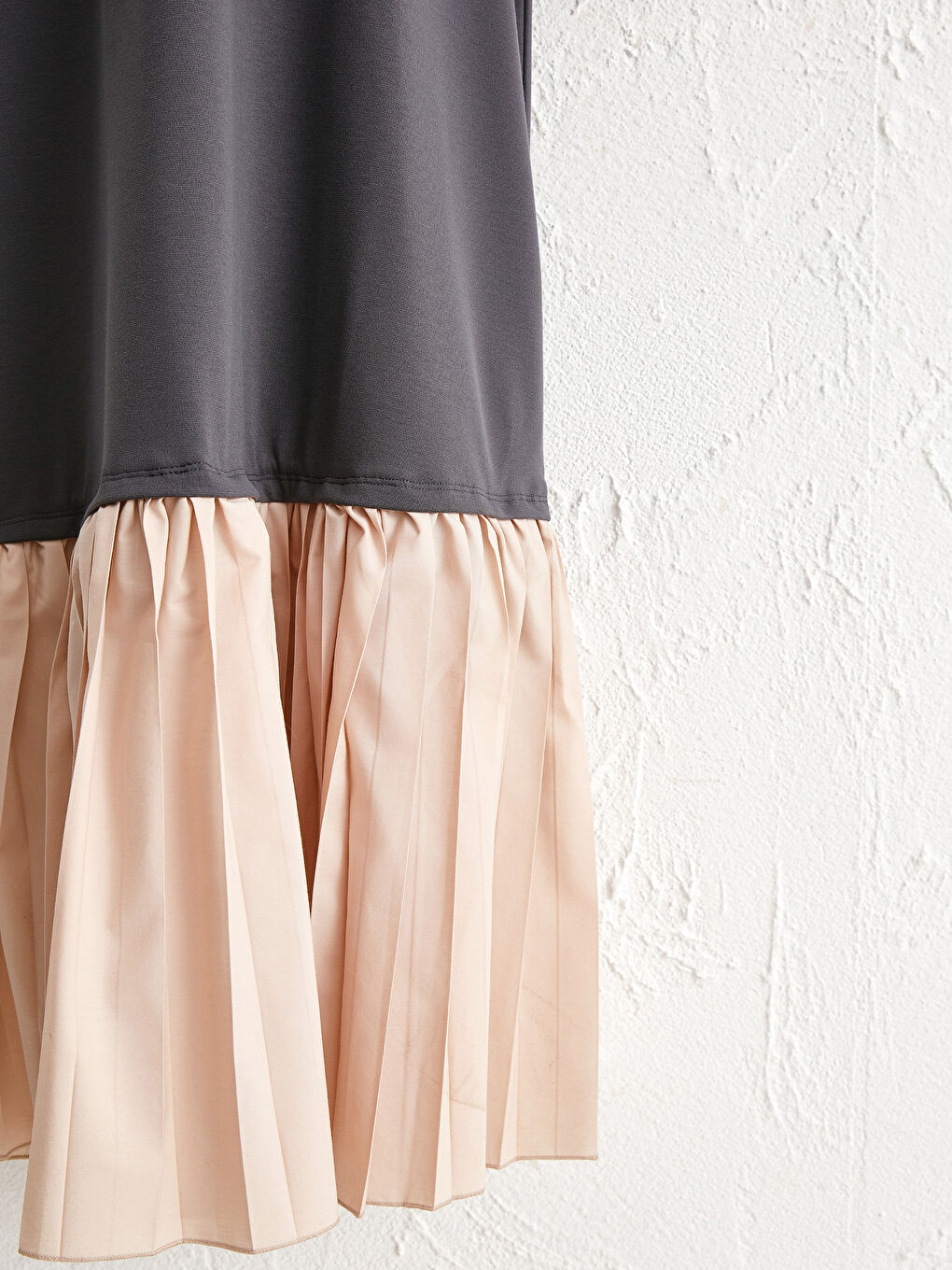 Antrasit Pile Detaylı Uzun Hamile Elbise-3