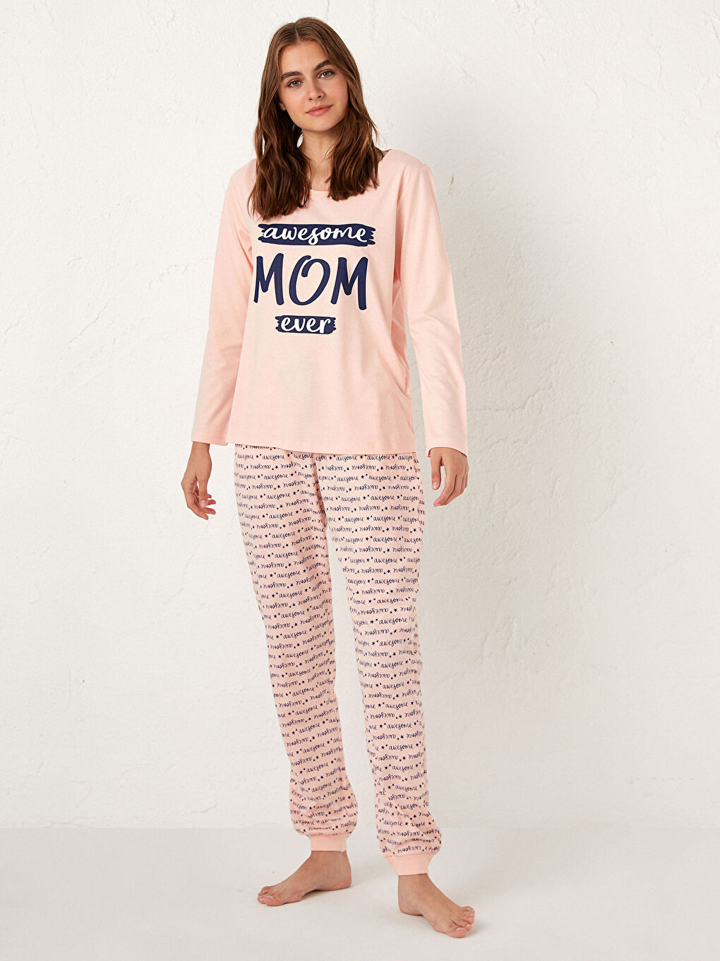 Семейная коллекция стандартного стиля хлопковый пижамный комплект-1