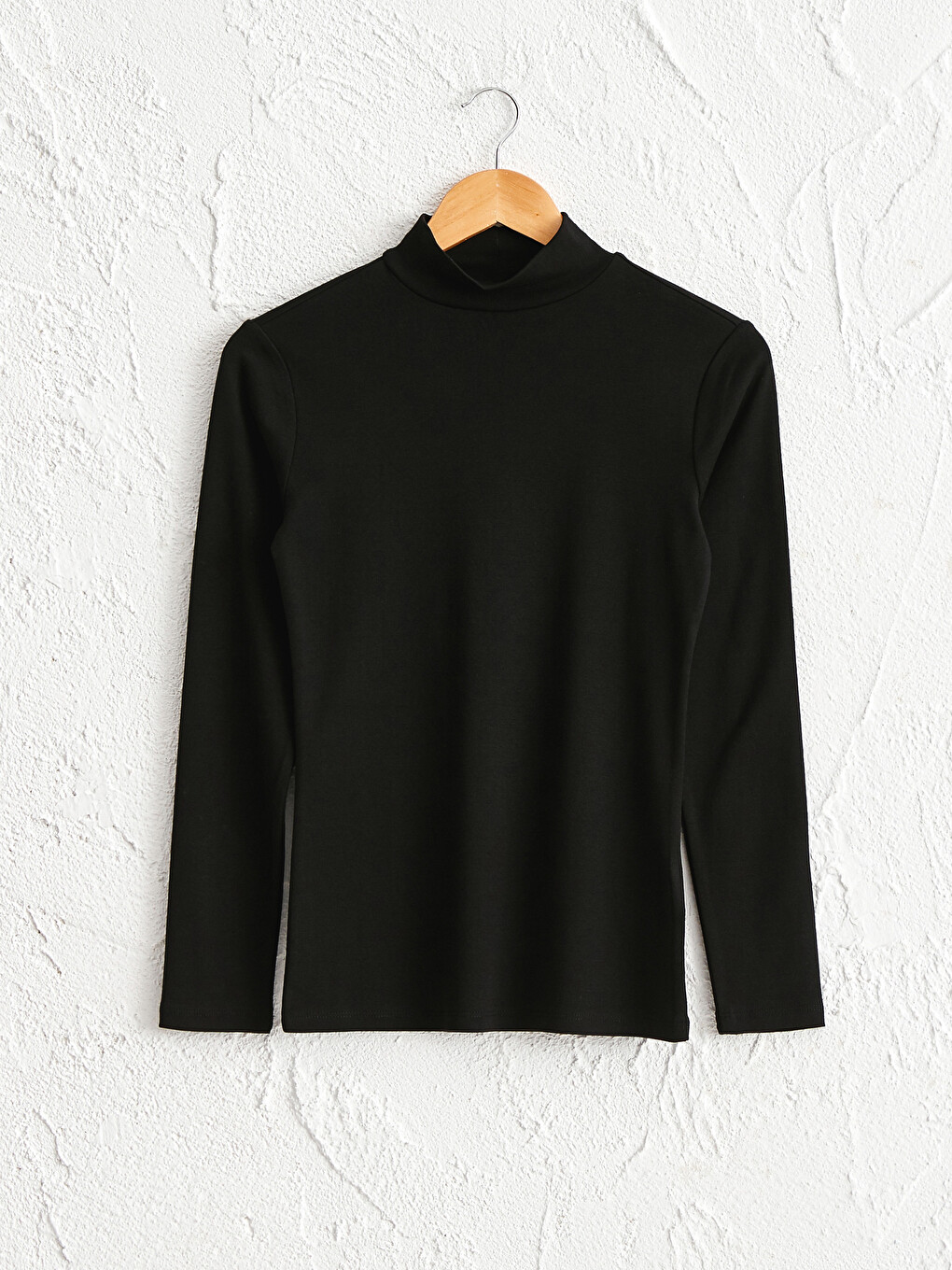 Stand Collar Straight Long Sleeve Cotton Women's T-shirt