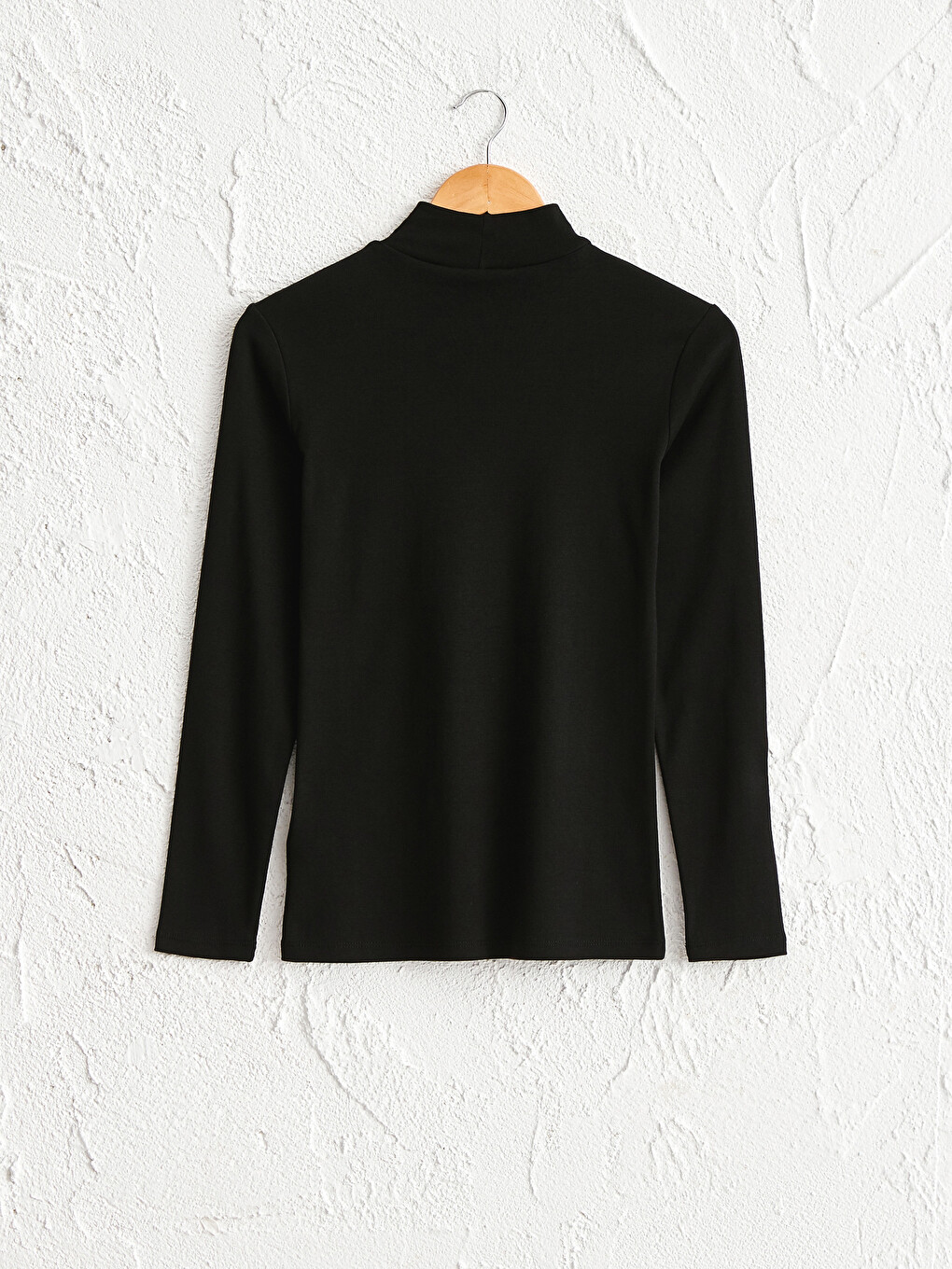Stand Collar Straight Long Sleeve Cotton Women's T-shirt-1