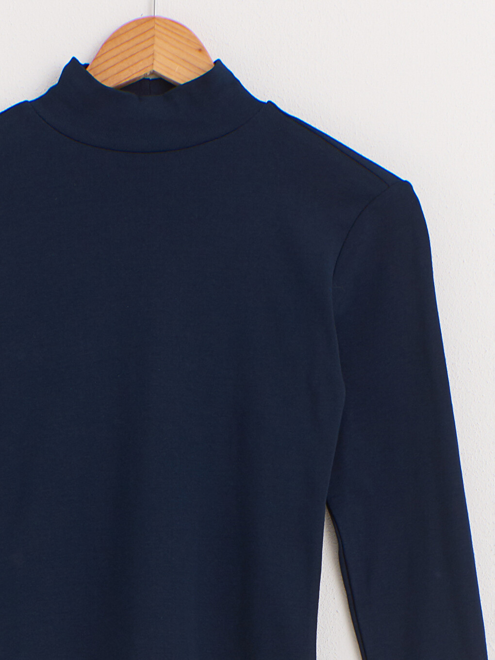 T-shirt Pambuku Me Mëngë Të Gjata, Me Model Të Thjeshtë, Me Jakë Të Ngritur Për Gra-2