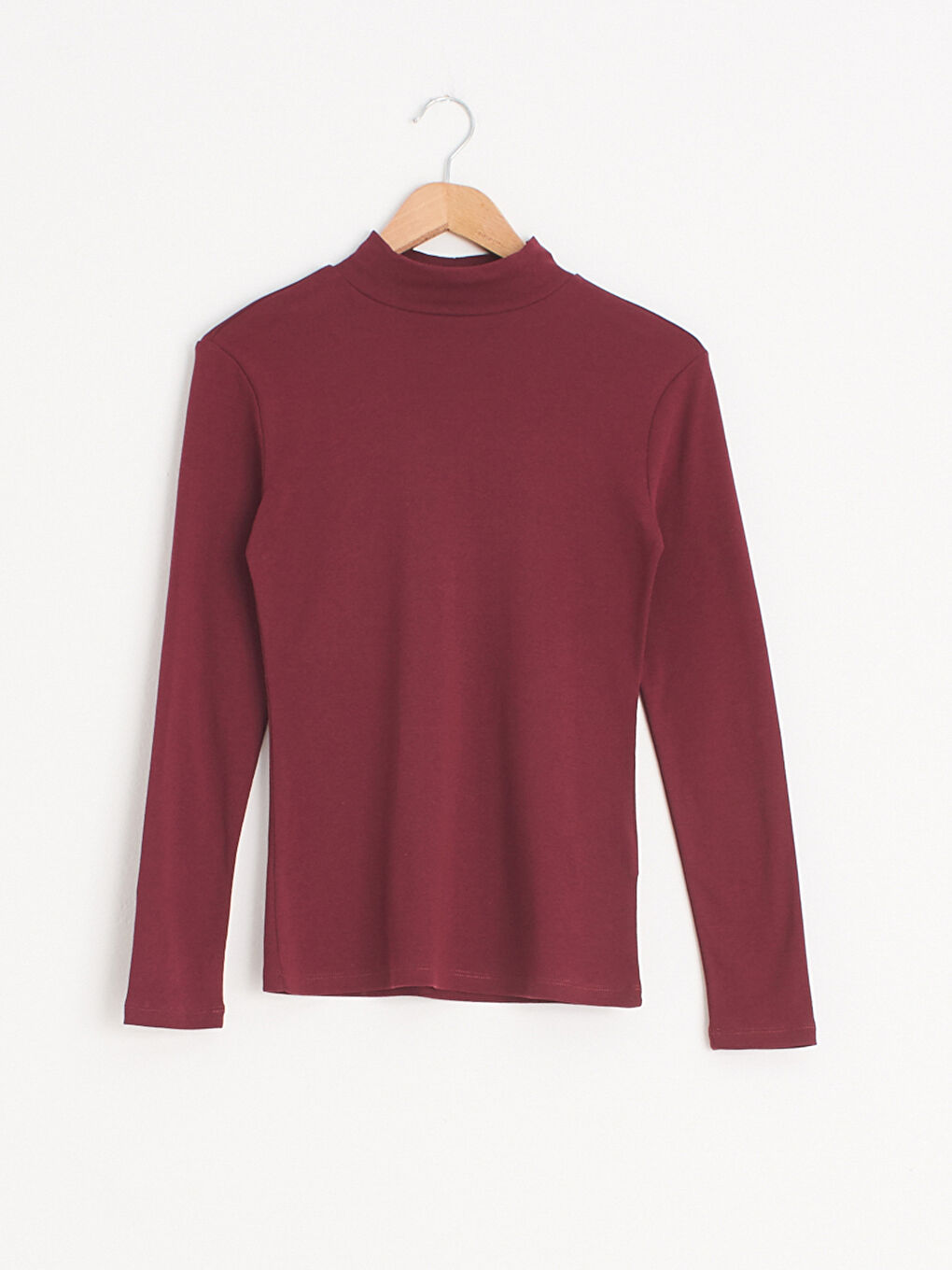 Футболка Женская Хлопковая Прямая С Длинным Рукавом И Воротником-стойкой