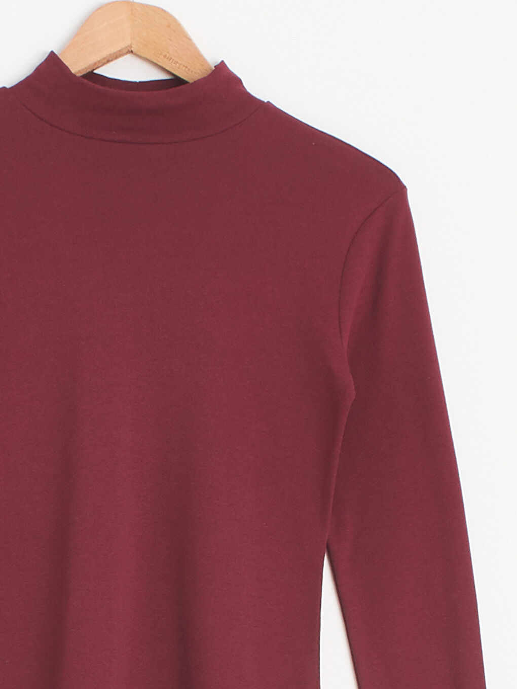 Футболка Женская Хлопковая Прямая С Длинным Рукавом И Воротником-стойкой-2