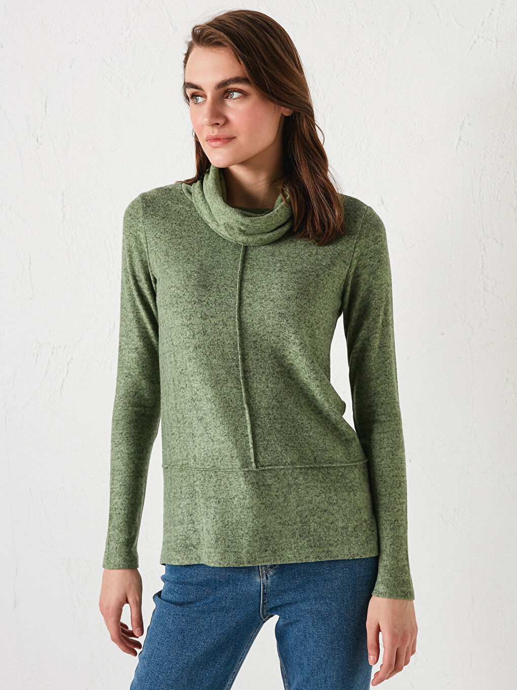 Self-Patterned and Mock Turtleneck Jumper-1