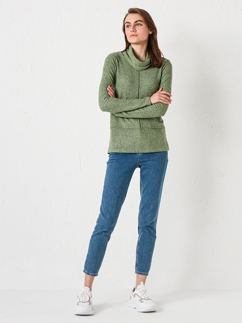 Self-Patterned and Mock Turtleneck Jumper-3