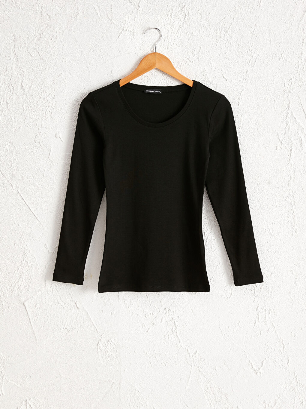 Siyah Bisiklet Yaka Pamuklu Basic Tişört