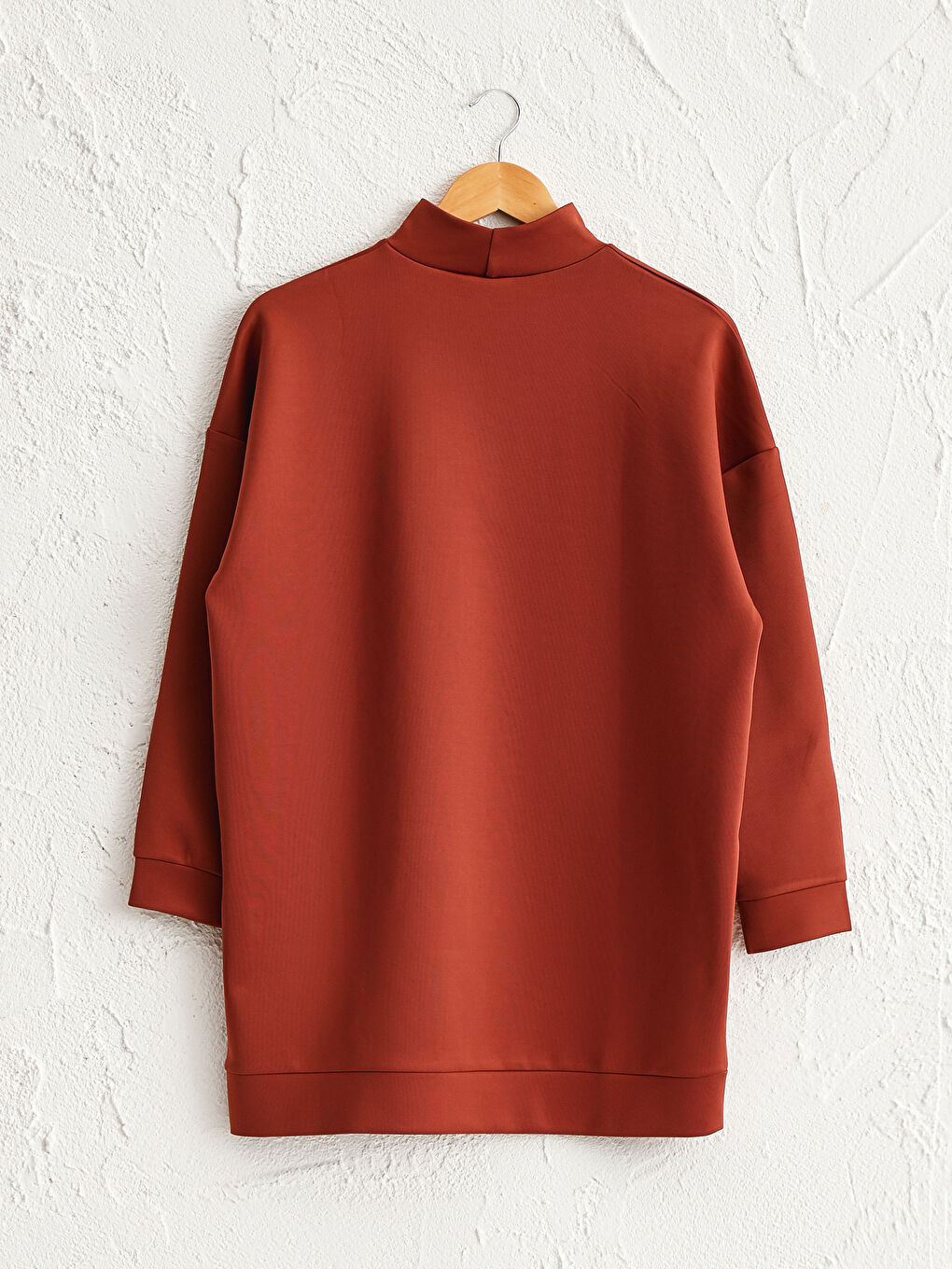 Әйелдерге арналған биік жағалы ұзын жеңді скуба маталы свитшот-1