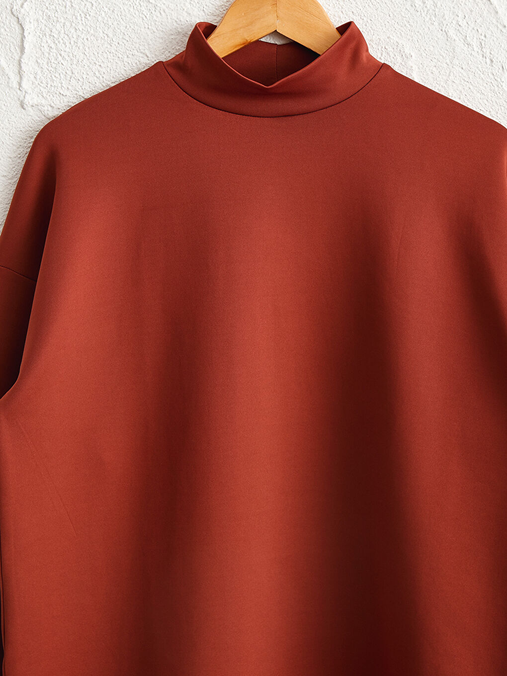 Әйелдерге арналған биік жағалы ұзын жеңді скуба маталы свитшот-2