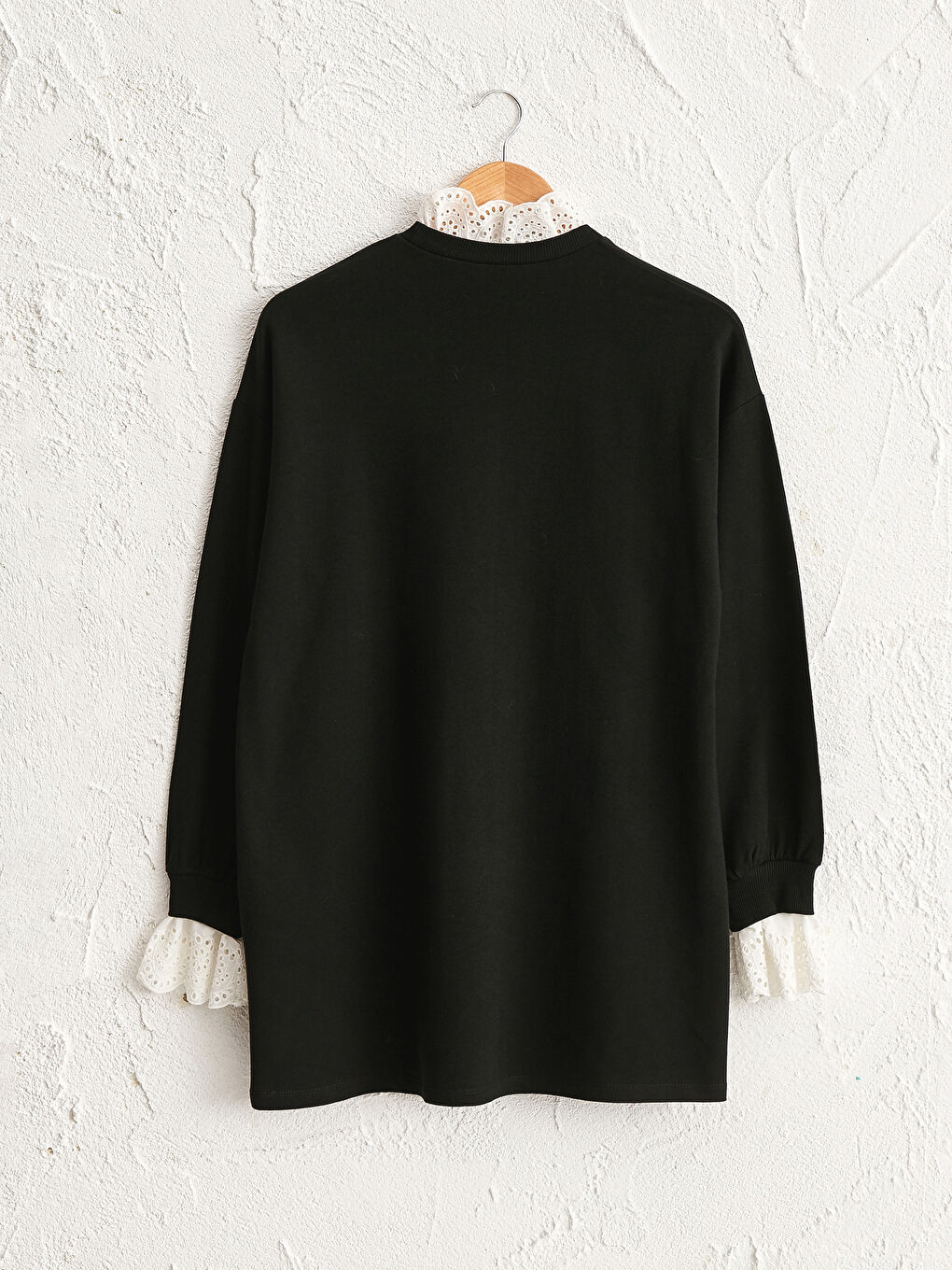 Siyah Yazı Baskılı Kadın Sweatshirt Tunik-1