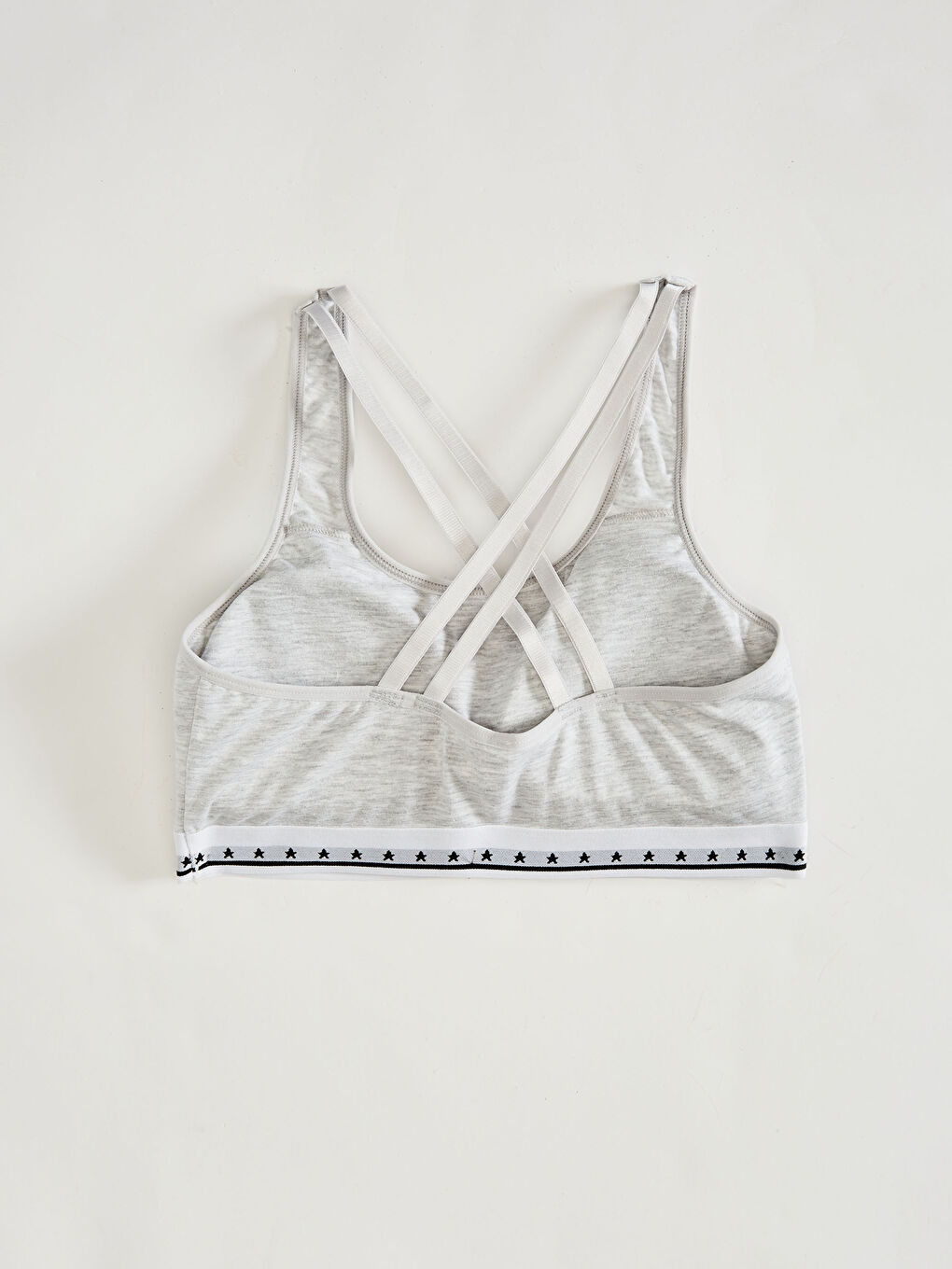 Gri Kuplu Sırtı Çapraz Detaylı Sütyen-1