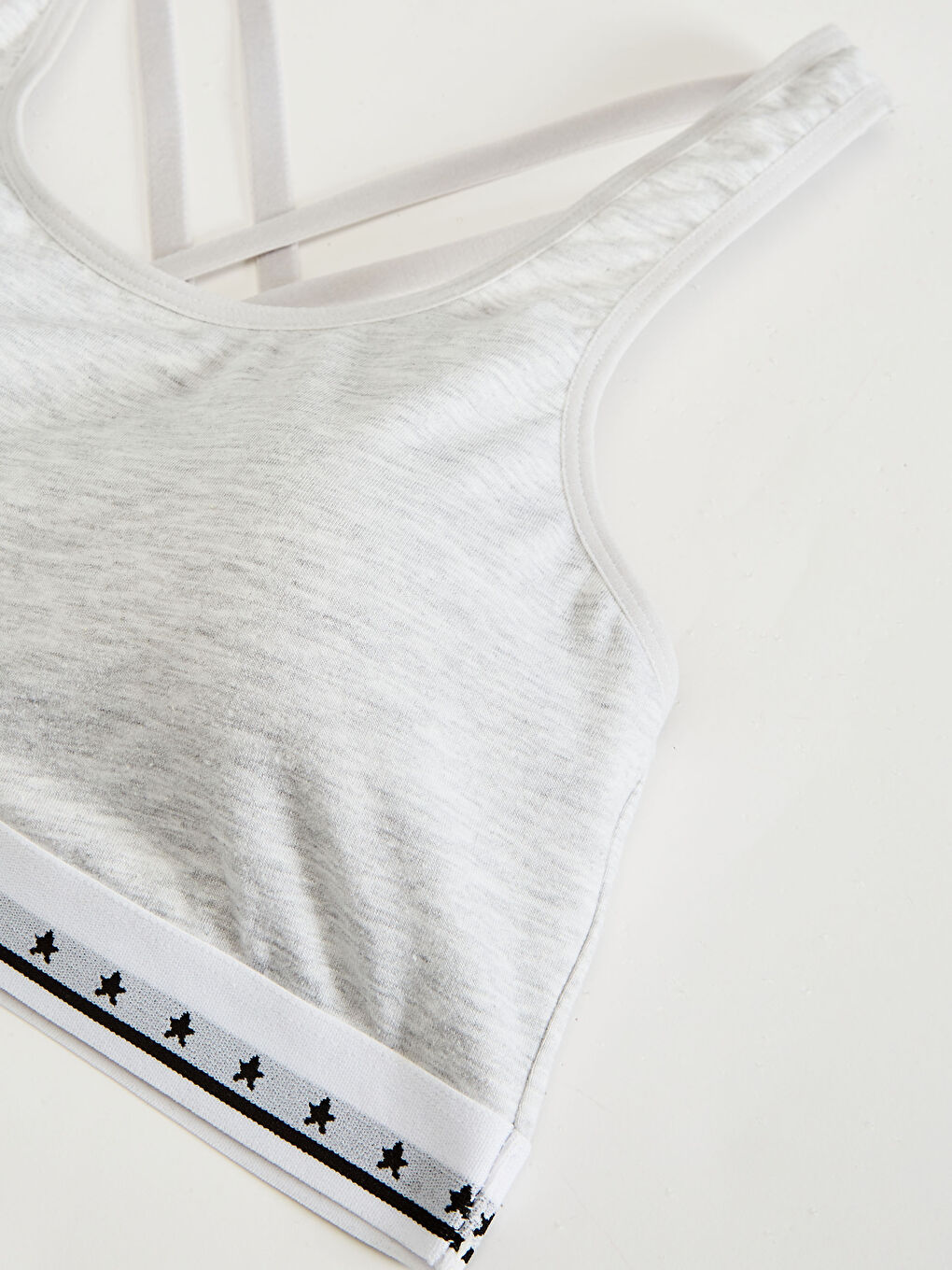 Gri Kuplu Sırtı Çapraz Detaylı Sütyen-2